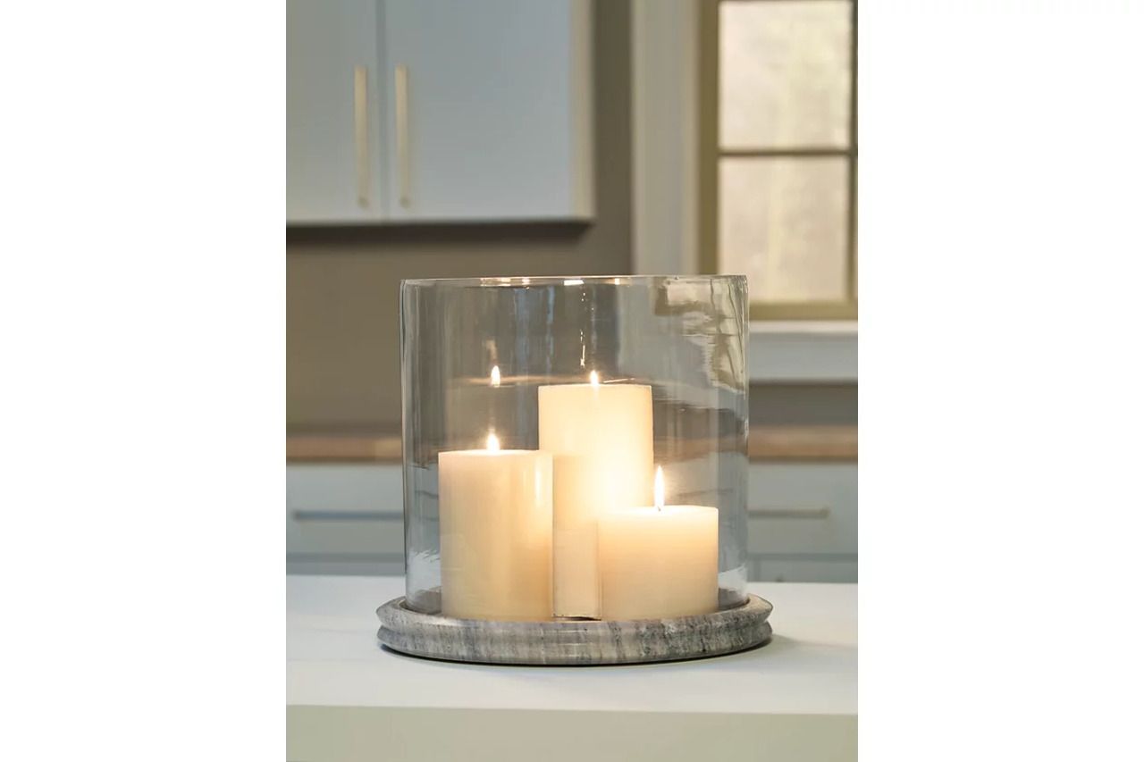 Saskia Candle Holder In Clear and Beige A2000847