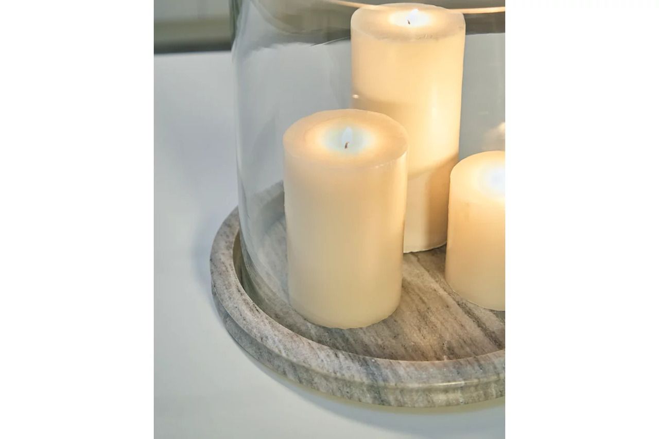 Saskia Candle Holder In Clear and Beige A2000847