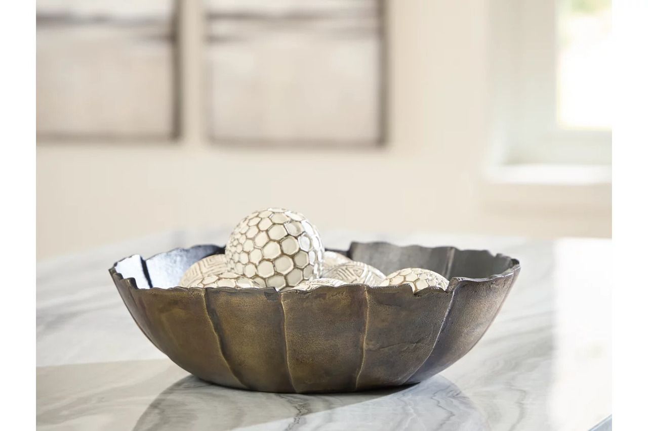 Aidman Bowl In Antique Gold and Black A2000895