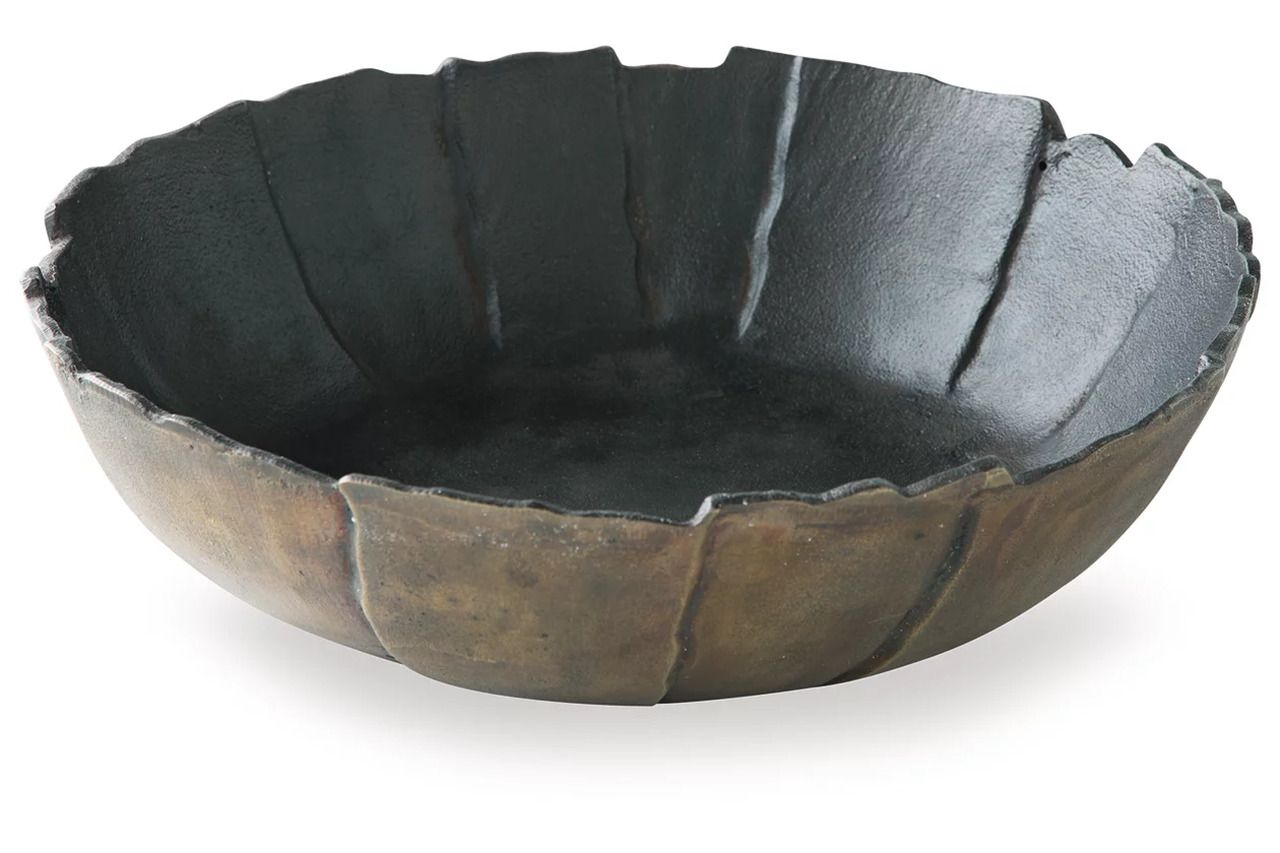 Aidman Bowl In Antique Gold and Black A2000895