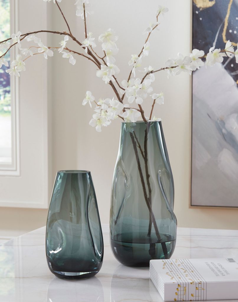 Beamund Vase Set of 2 In Teal Blue A2900010