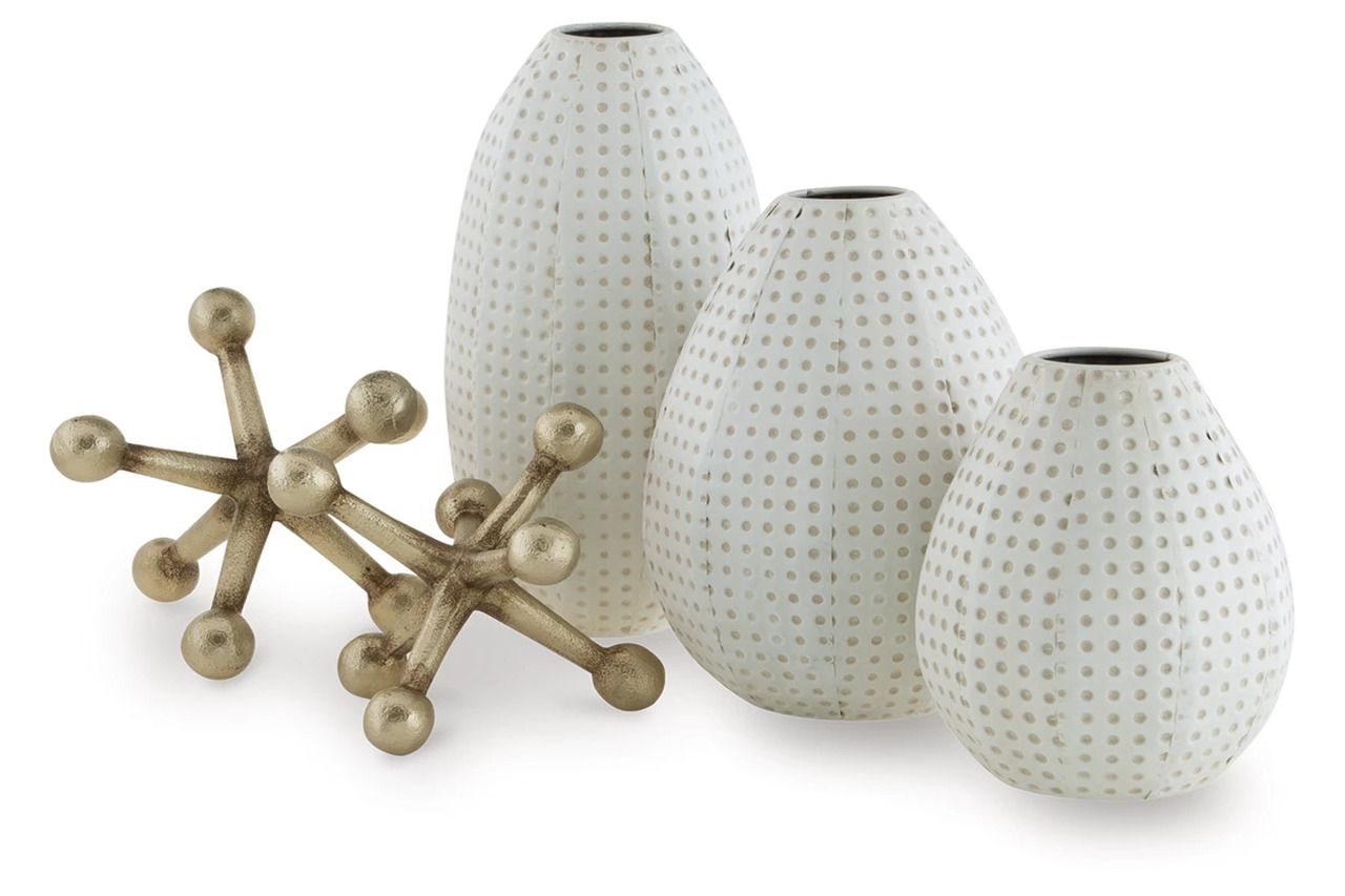 Azerton 5 Piece Accessory Set In White/Gold A2C00209