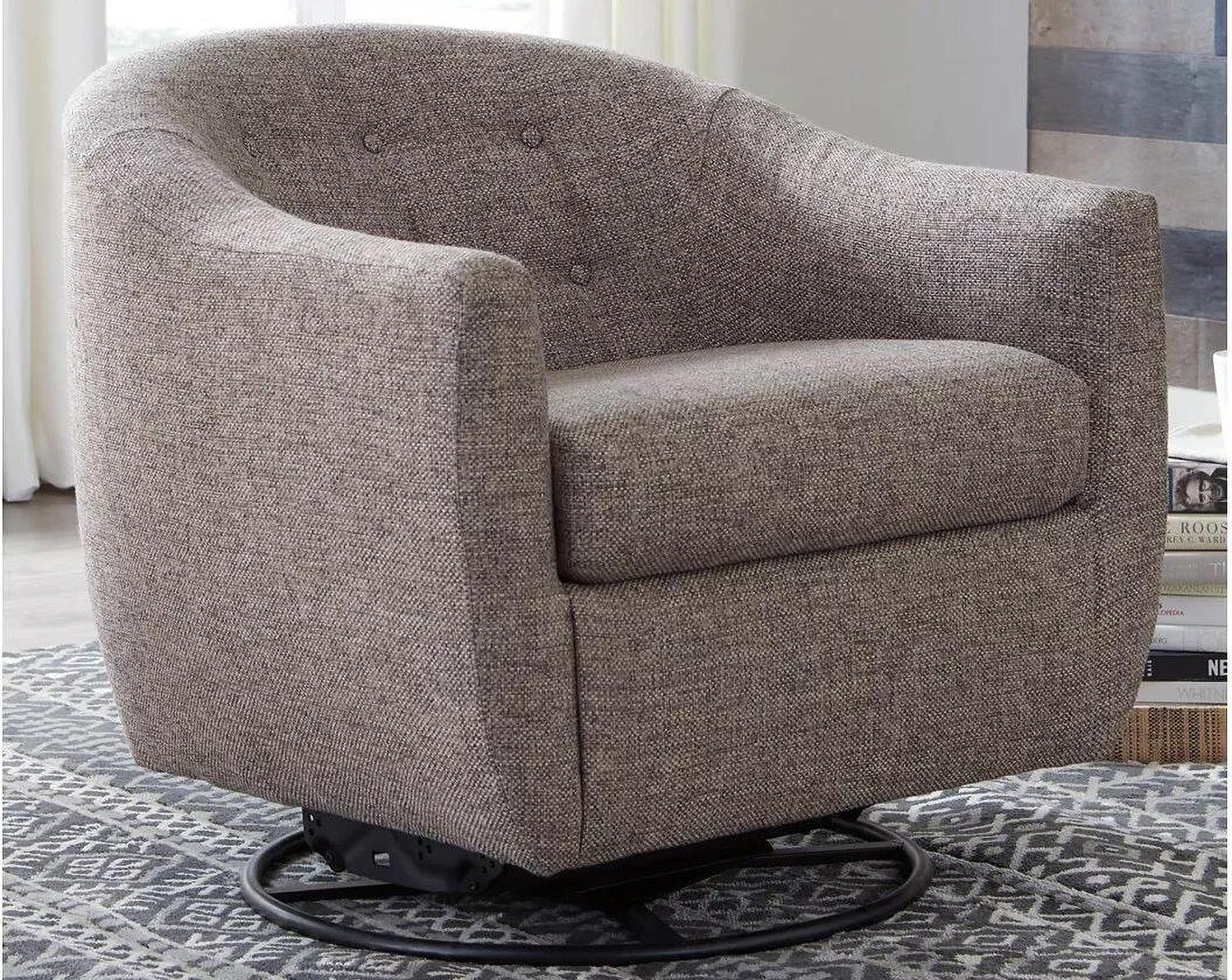 Upshur Taupe Swivel Glider Accent Chair A3000003