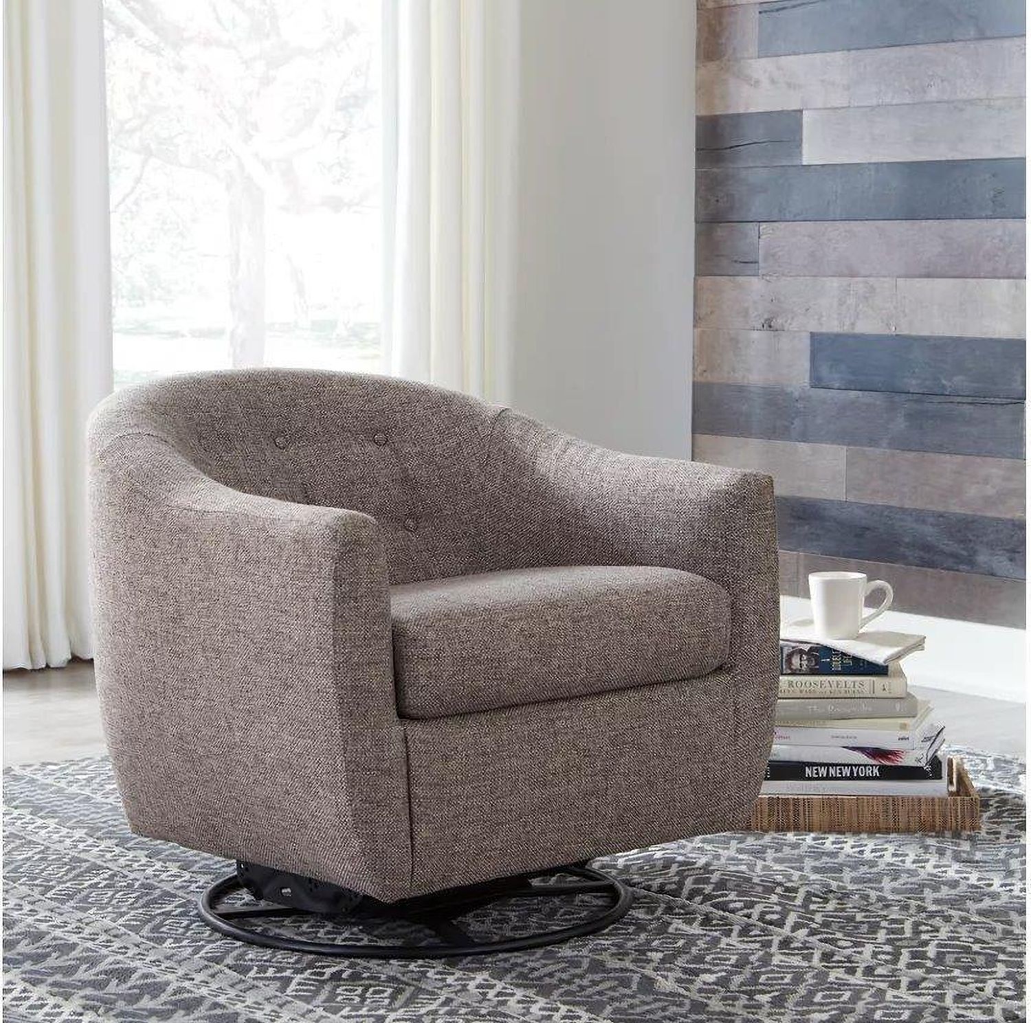 Upshur Taupe Swivel Glider Accent Chair A3000003