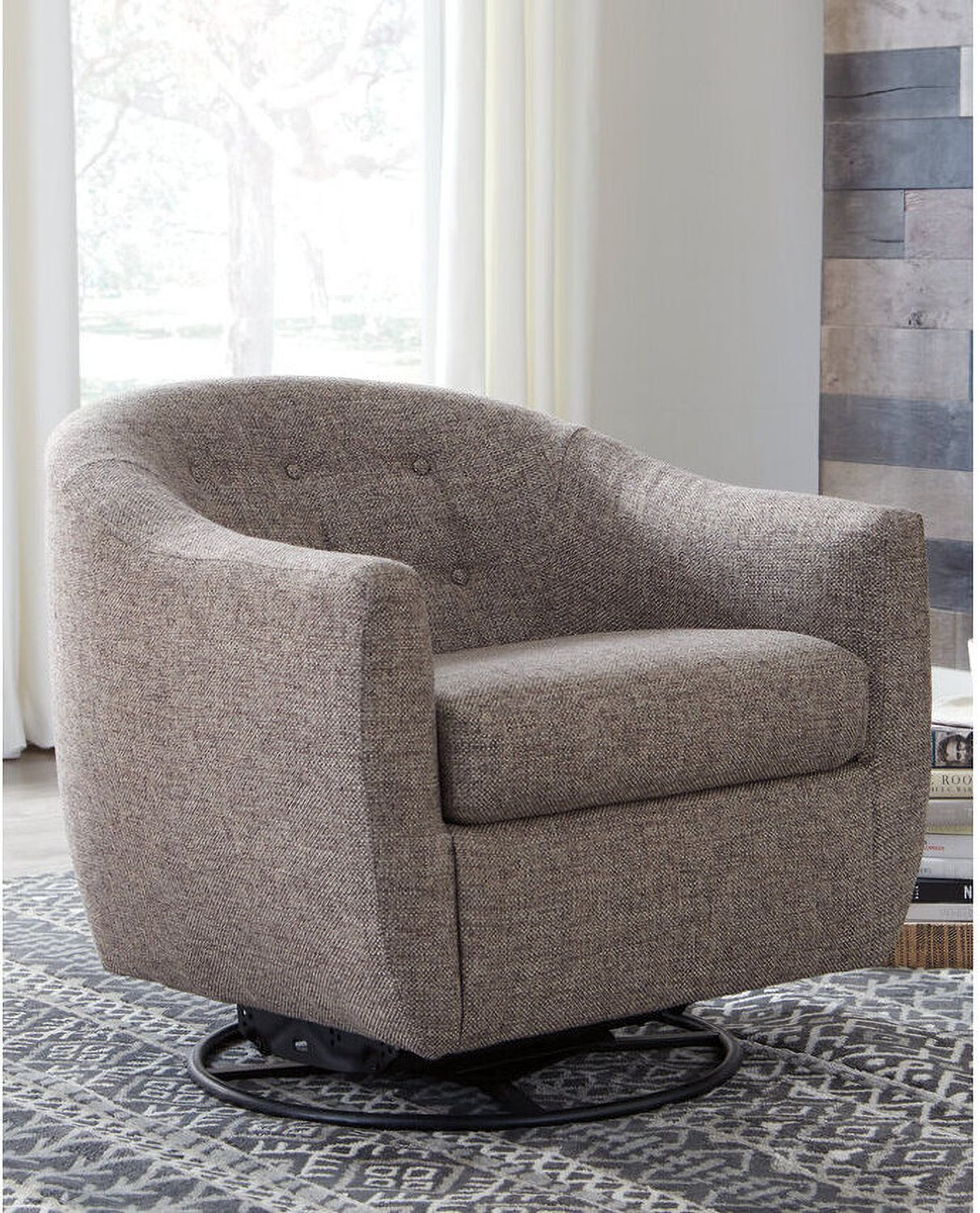 Upshur Taupe Swivel Glider Accent Chair A3000003