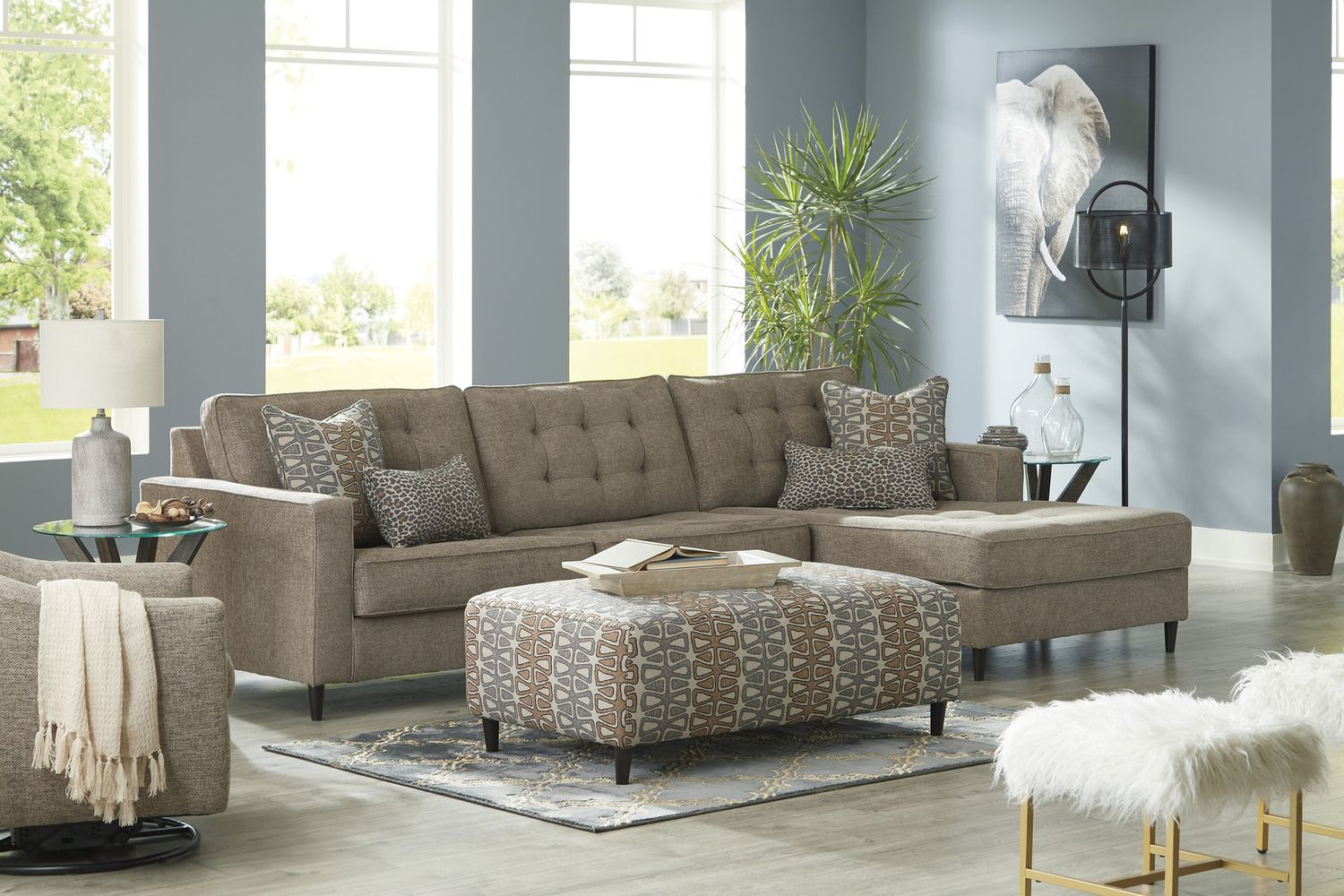 Upshur Taupe Swivel Glider Accent Chair A3000003