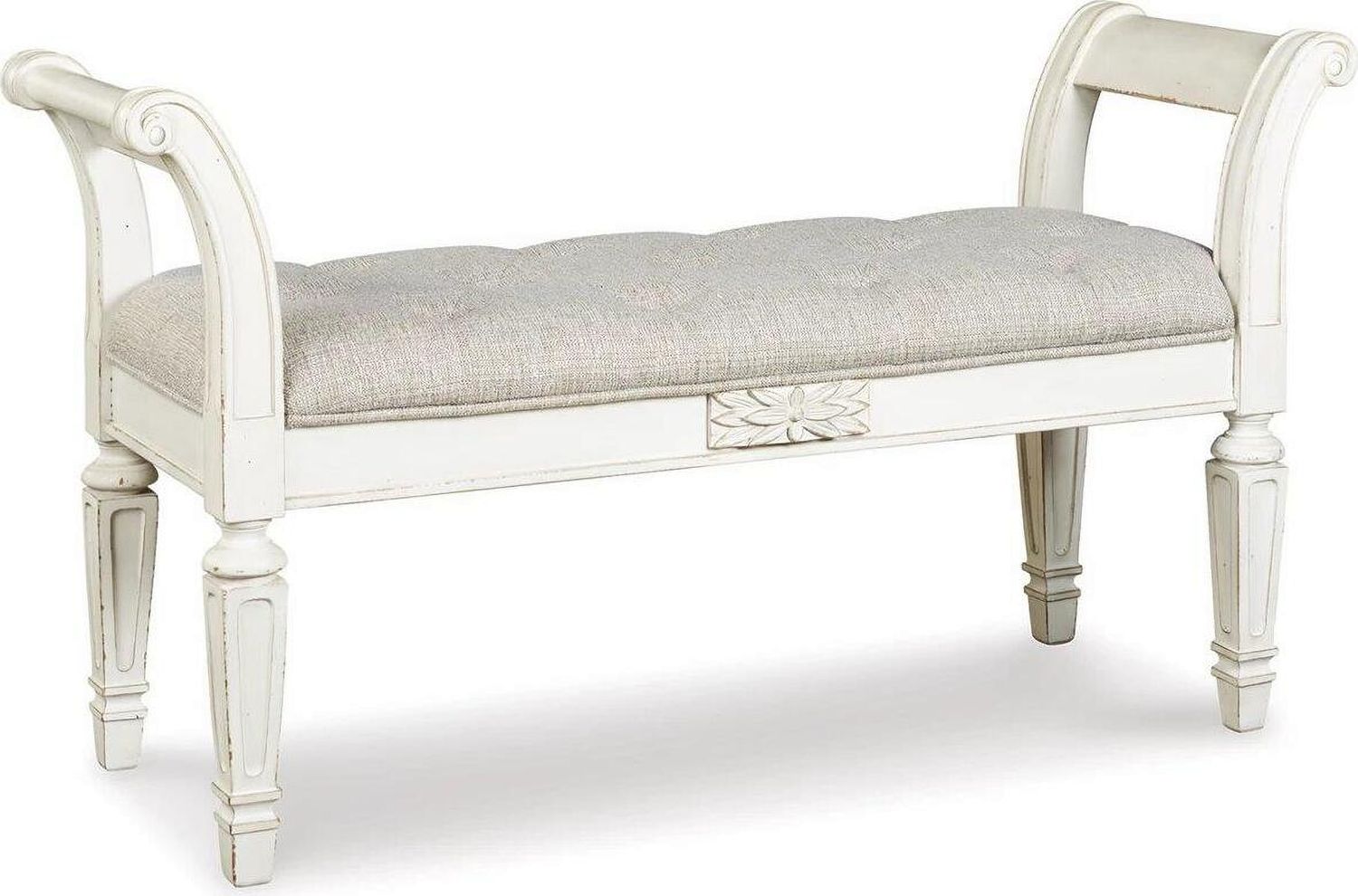 Realyn Accent Bench In Antique White A3000157