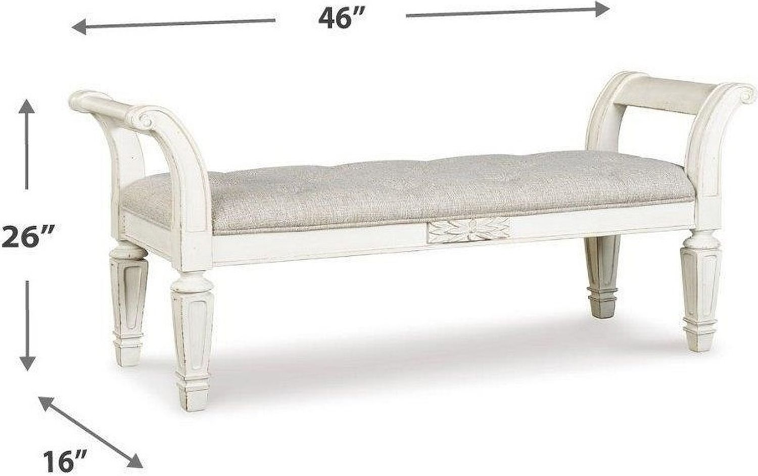 Realyn Accent Bench In Antique White A3000157