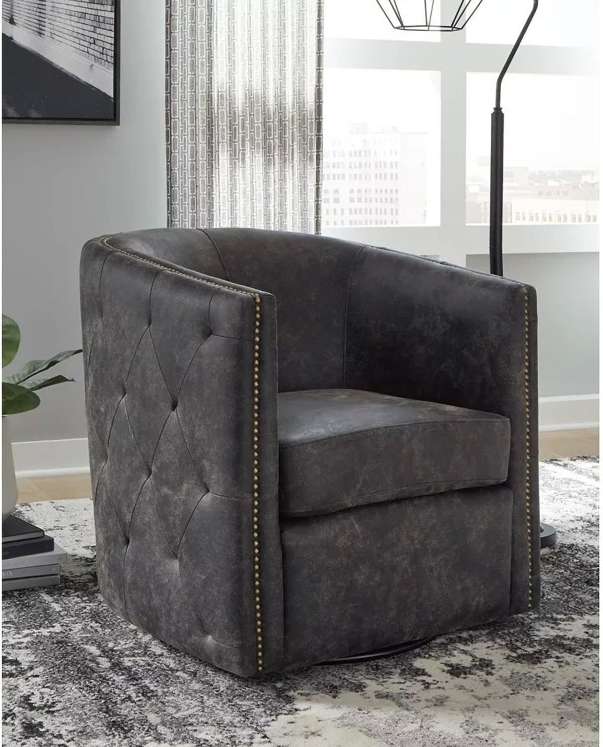 Brentlow Distressed Black Accent Chair A3000202