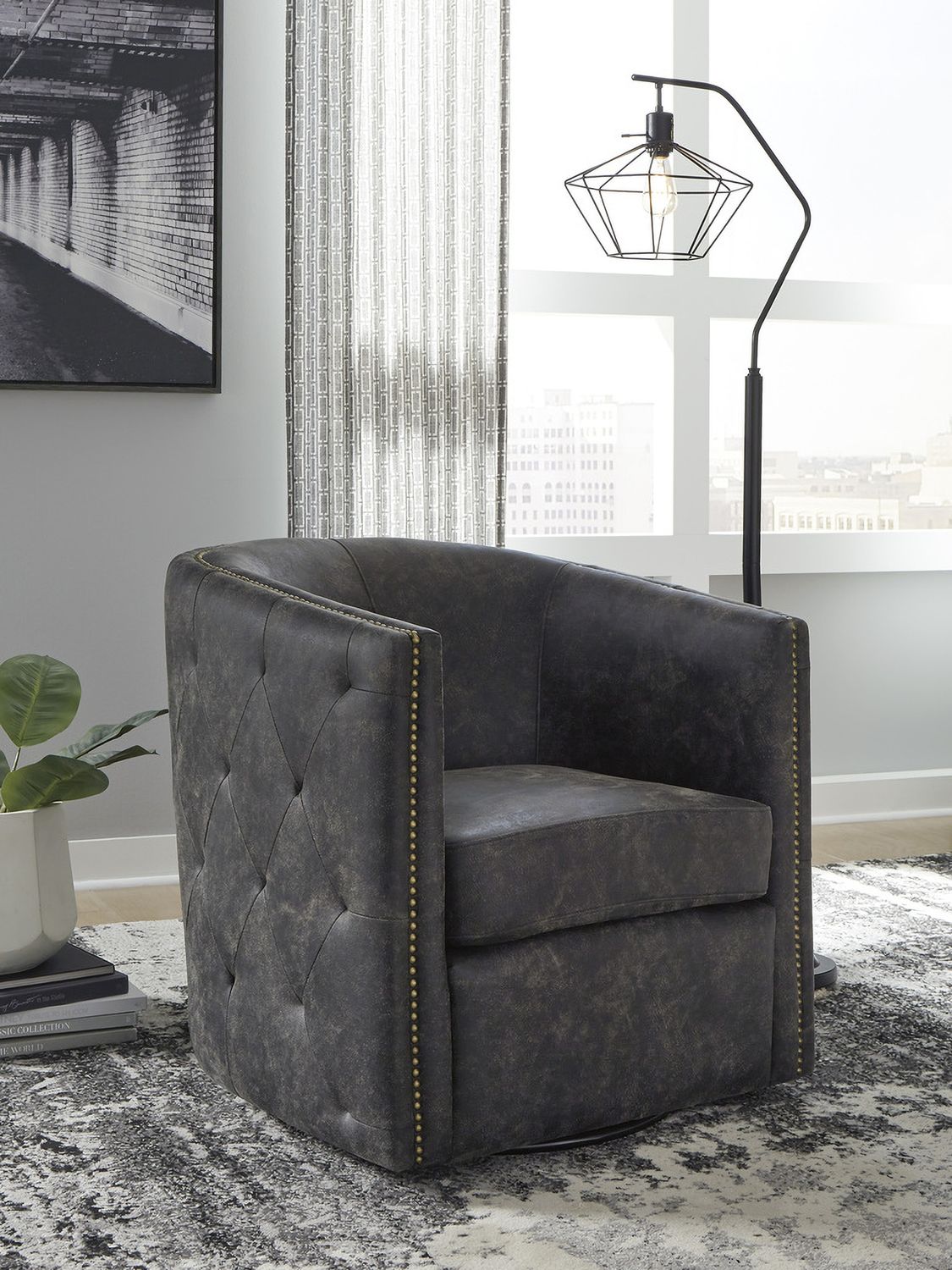 Brentlow Distressed Black Accent Chair A3000202