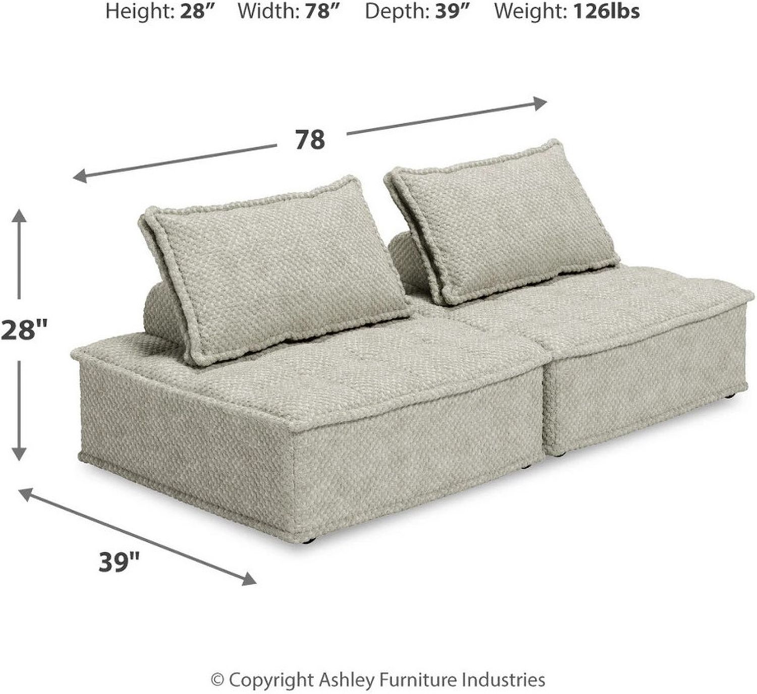 Bales Modular Loveseat In Taupe A3000244A2