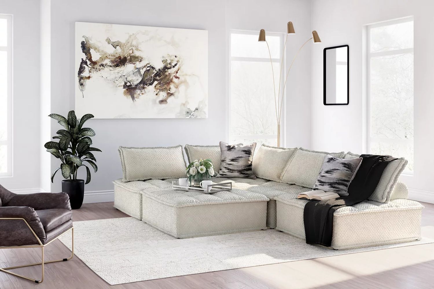 Bales 5-Piece Modular Seating In Taupe A3000244A5