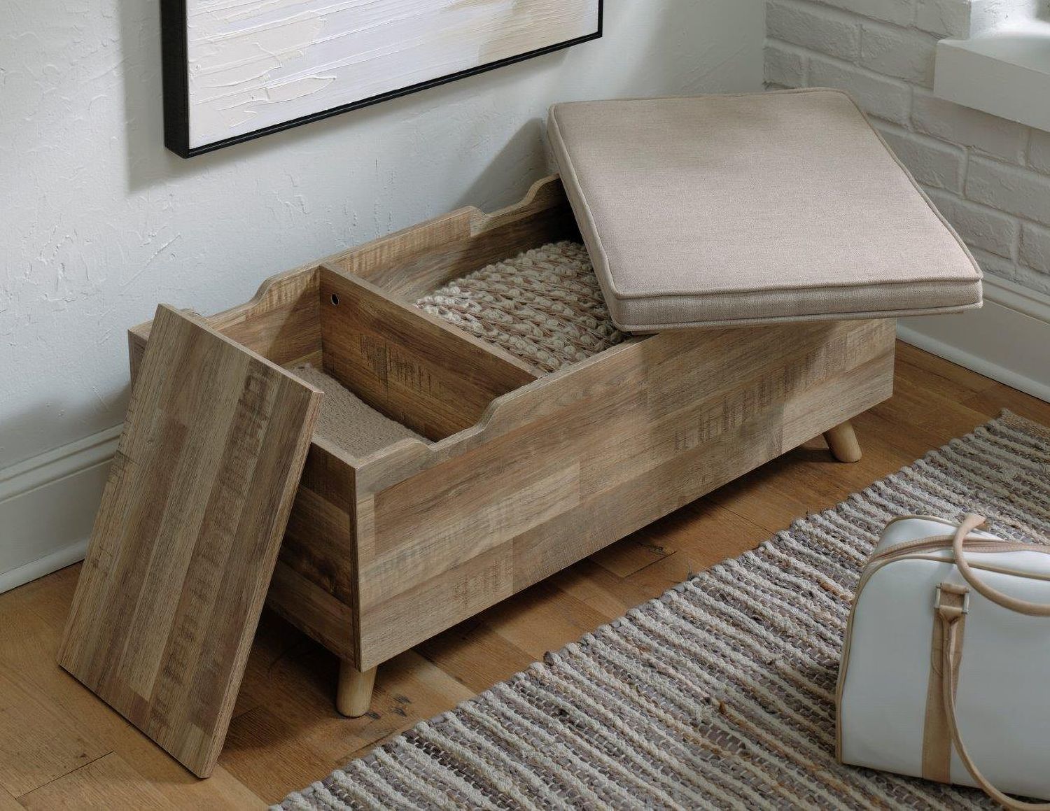 Gerdanet Beige And Brown Storage Bench A3000318