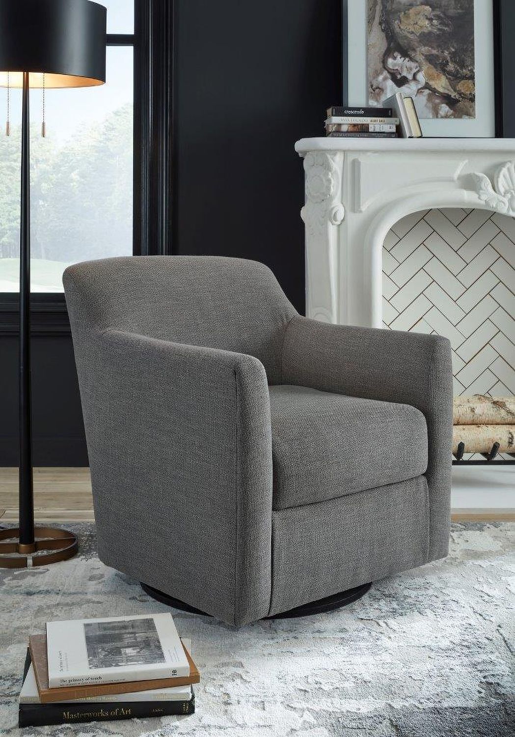 Bradney Charcoal Swivel Accent Chair A3000326