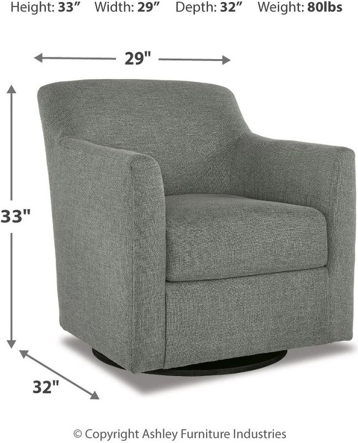 Bradney Charcoal Swivel Accent Chair A3000326