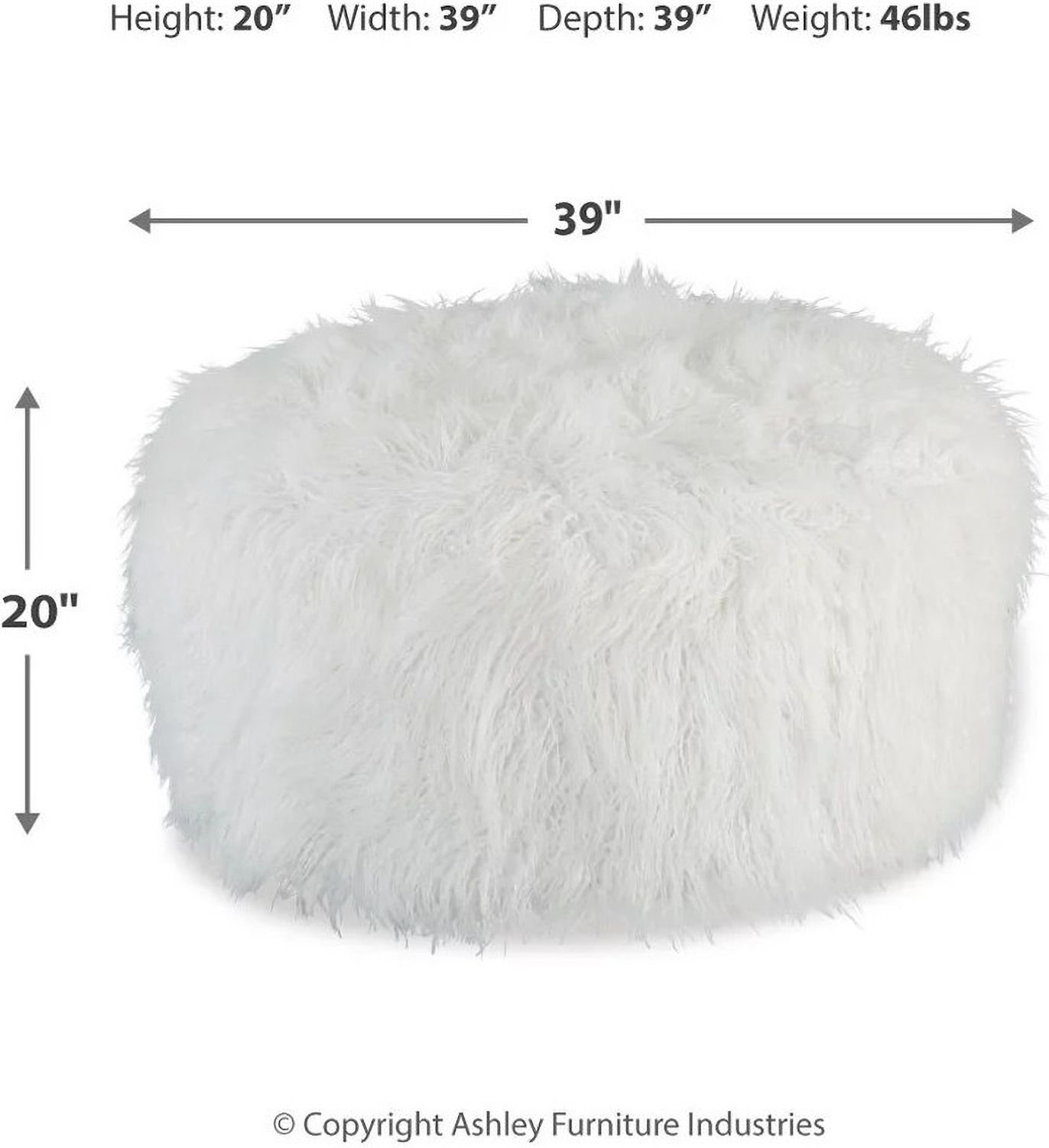 Galice White Oversized Accent Ottoman A3000334