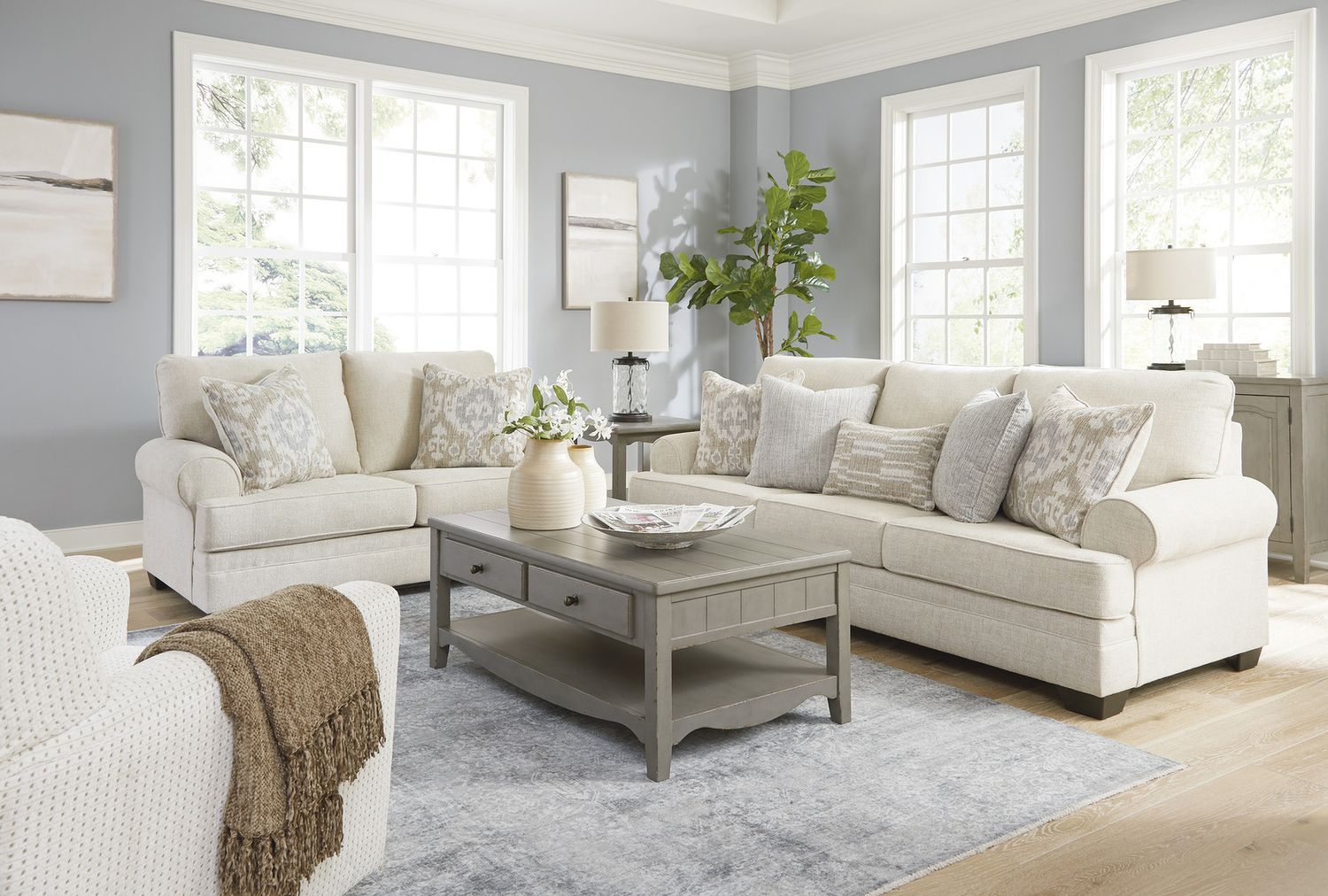 Herstow Ivory Swivel Glider Accent Chair A3000365