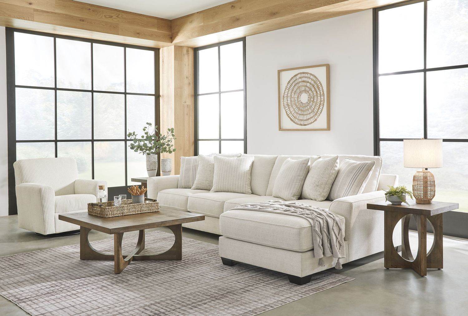 Herstow Ivory Swivel Glider Accent Chair A3000365