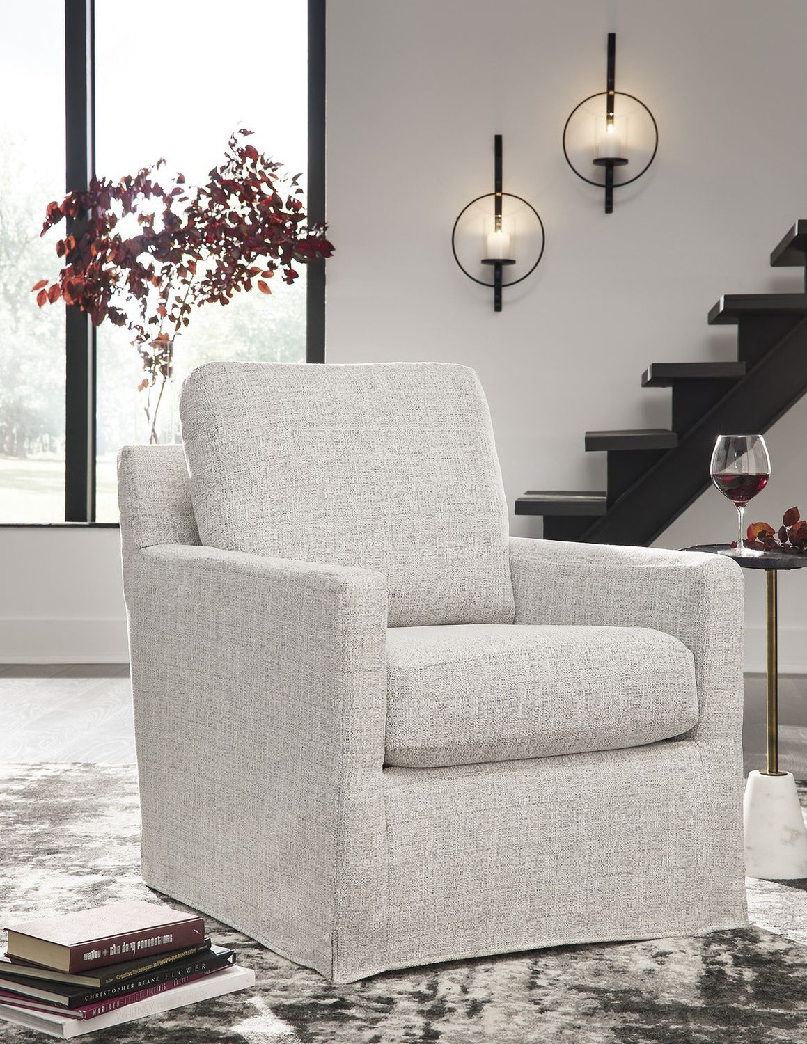 Nenana Next-Gen Nuvella Swivel Glider Accent Chair In Stone A3000644