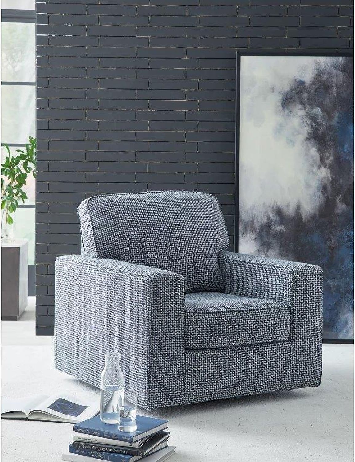 Olwenburg Swivel Accent Chair In Denim A3000652