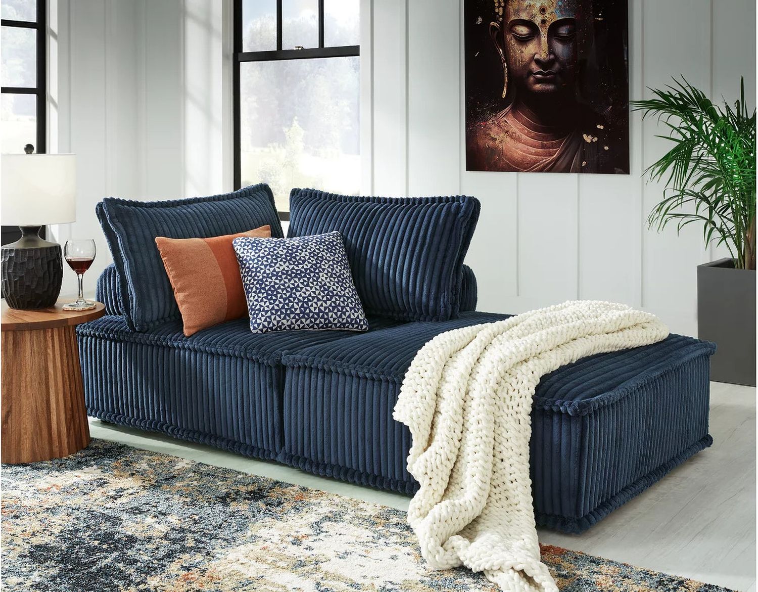 Bales Modular Loveseat In Navy A3000662A1