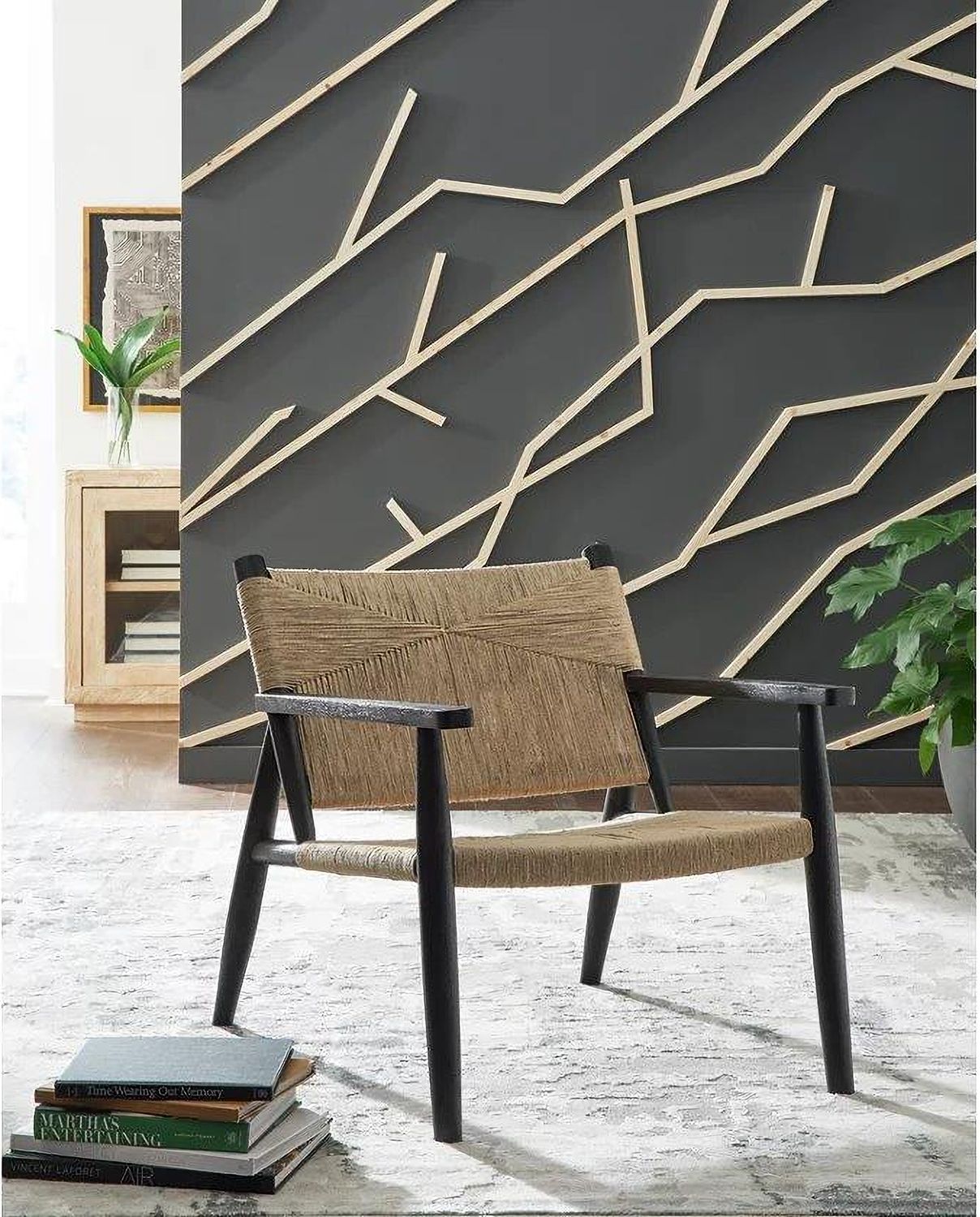 Halfmore Accent Chair In Black and Natural A3000672