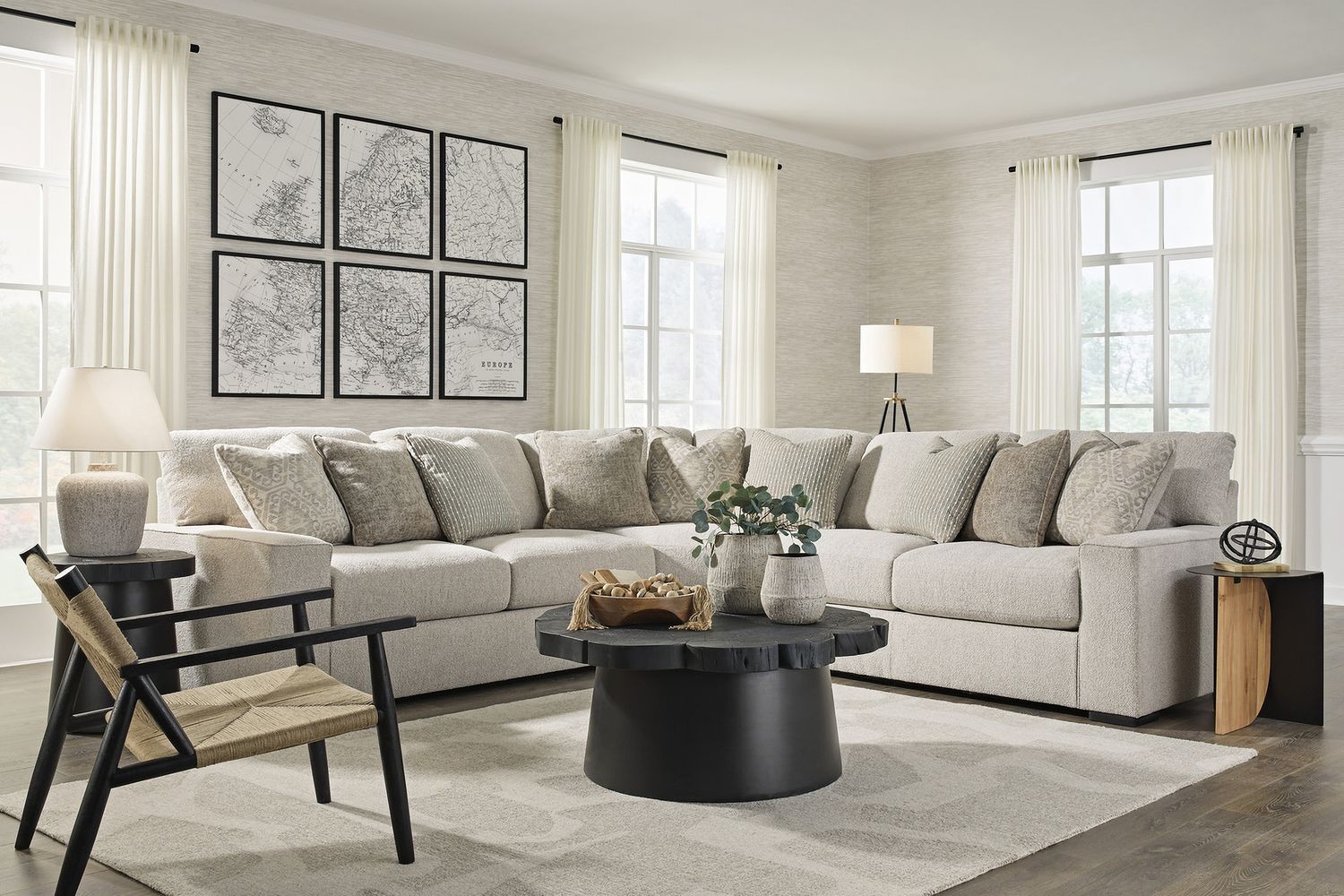 Halfmore Accent Chair In Black and Natural A3000672