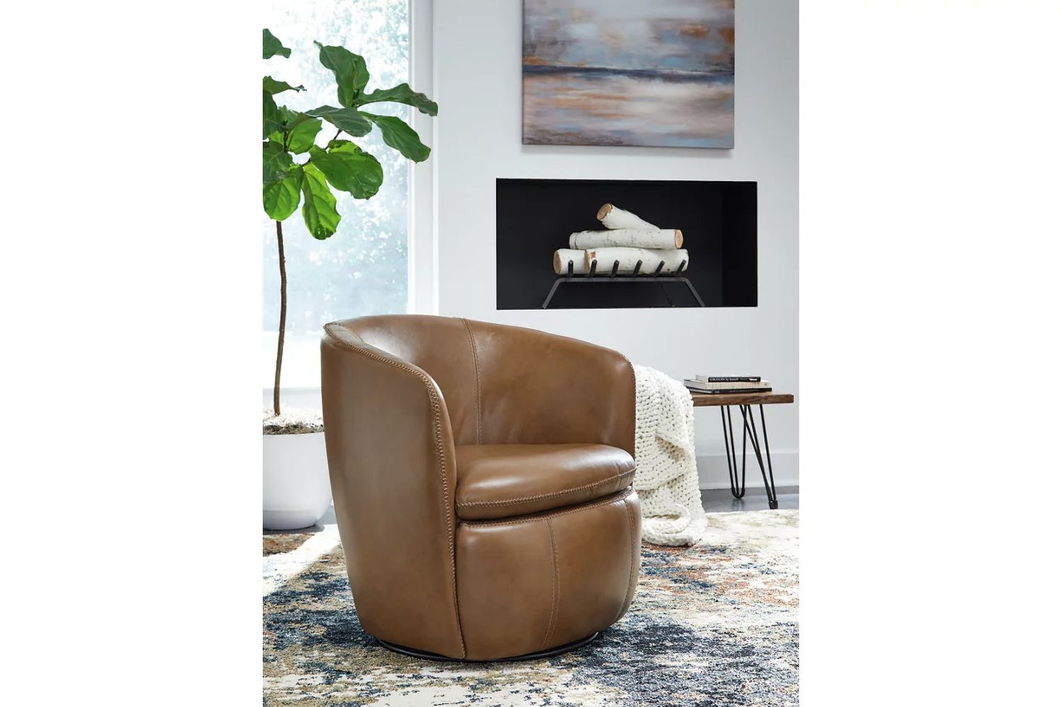 Kierreys Swivel Chair In Caramel A3000700