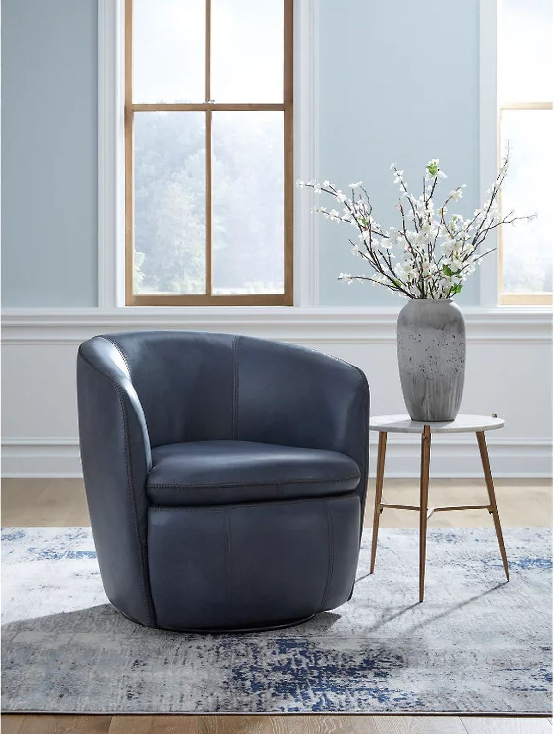 Kierreys Swivel Chair In Ocean A3000701