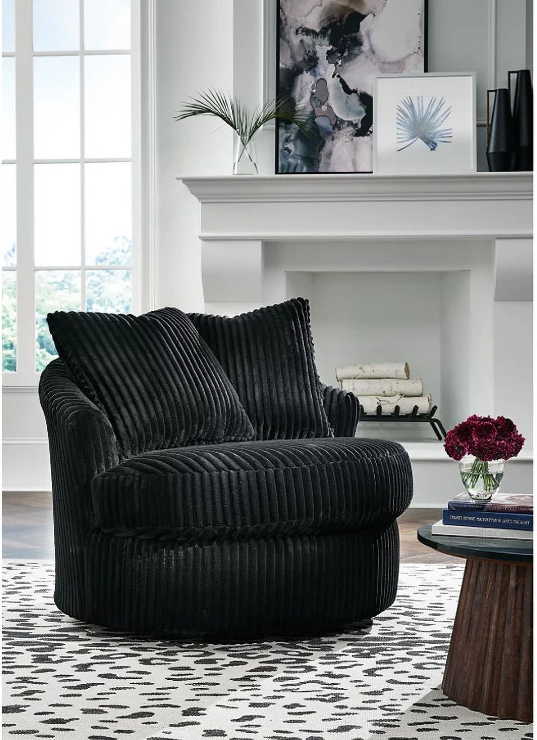 Gramwell Swivel Chair In Onyx A3000725