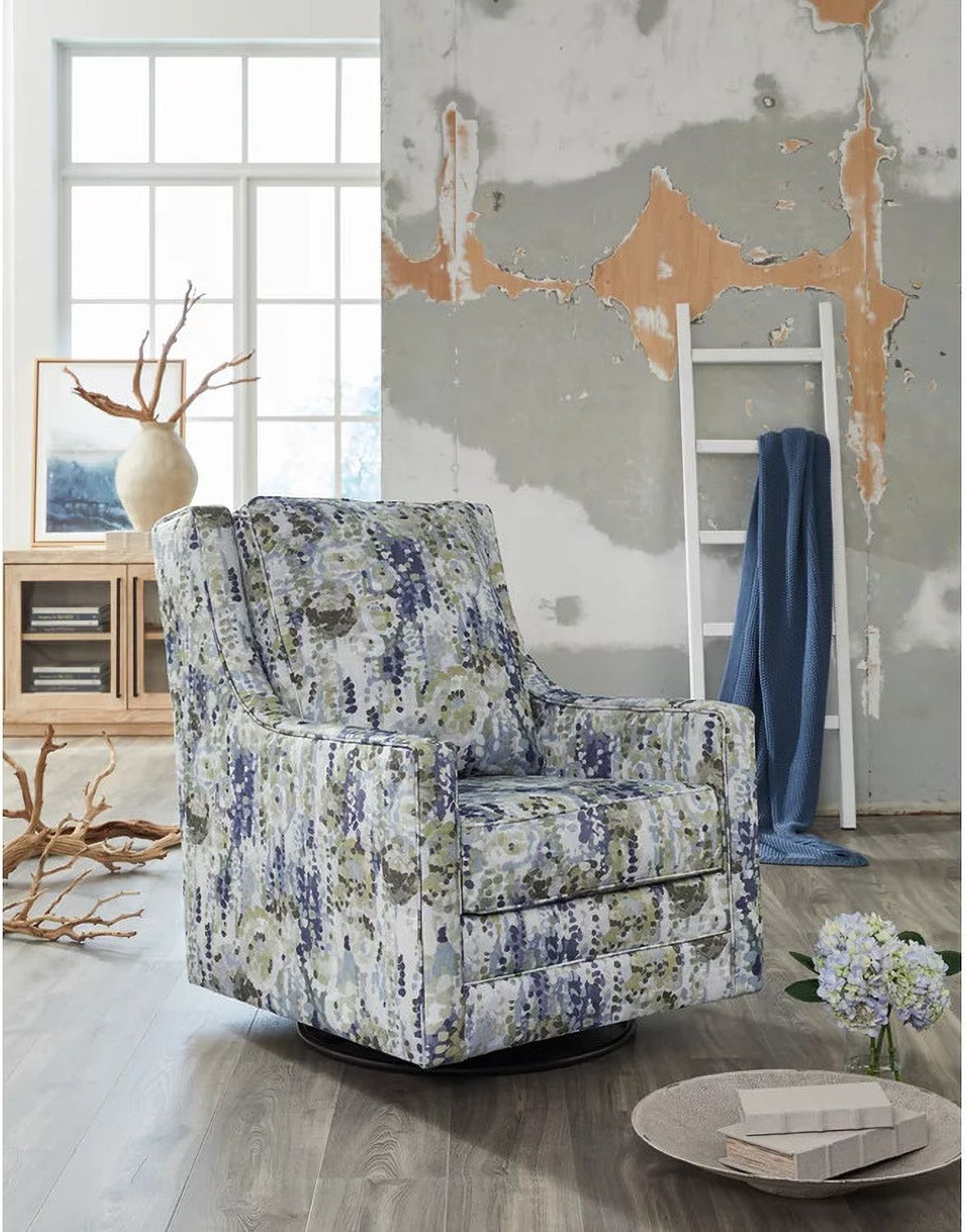 Dustinford Swivel Glider Accent Chair In Black and Gray A3000732