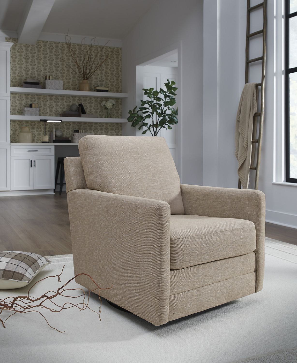 Freybourne Next-Gen Nuvella Swivel Accent Chair In Twill A3000736