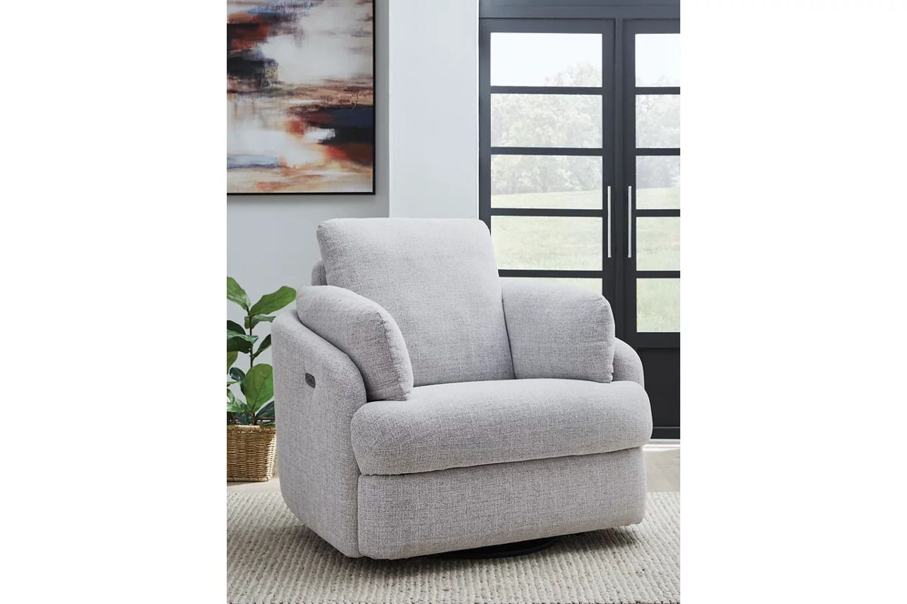 Alainmont Next-Gen Nuvella Swivel Power Recliner In Stone A3000739