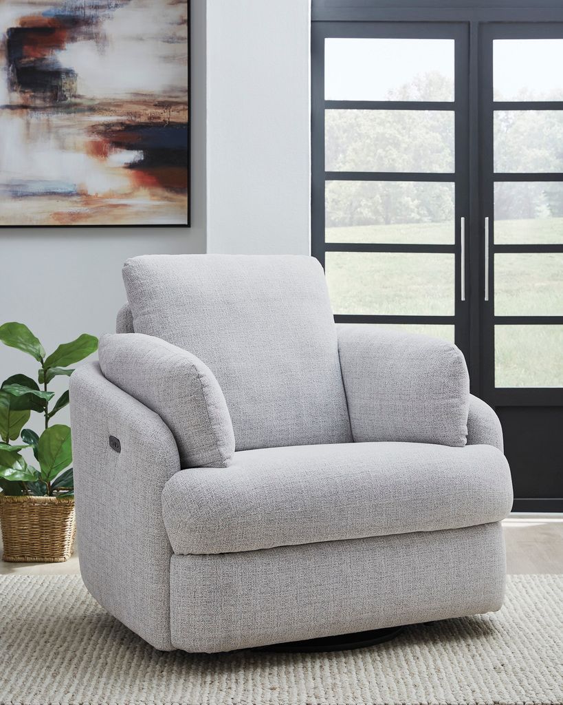 Alainmont Next-Gen Nuvella Swivel Power Recliner In Stone A3000739