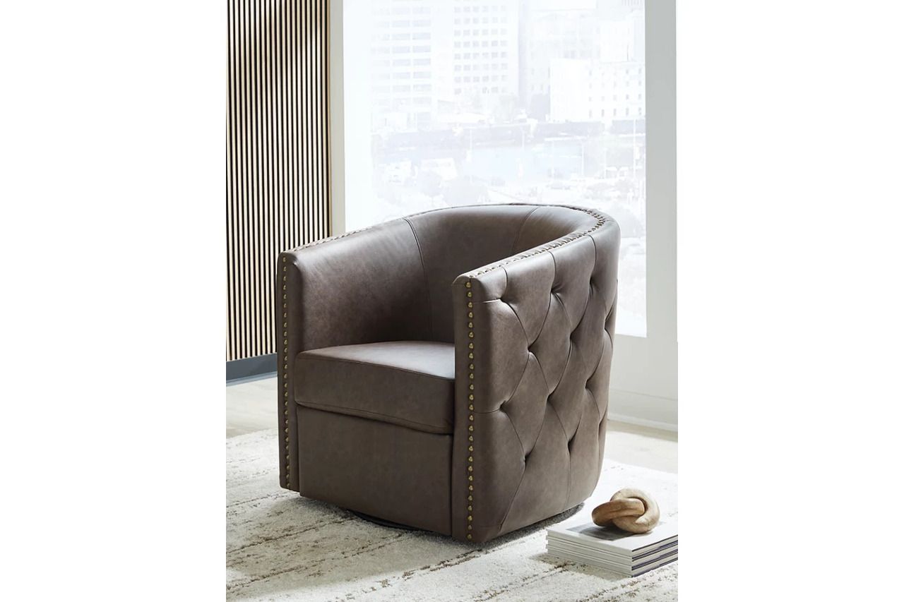 Brentlow Swivel Accent Chair In Granite A3000741