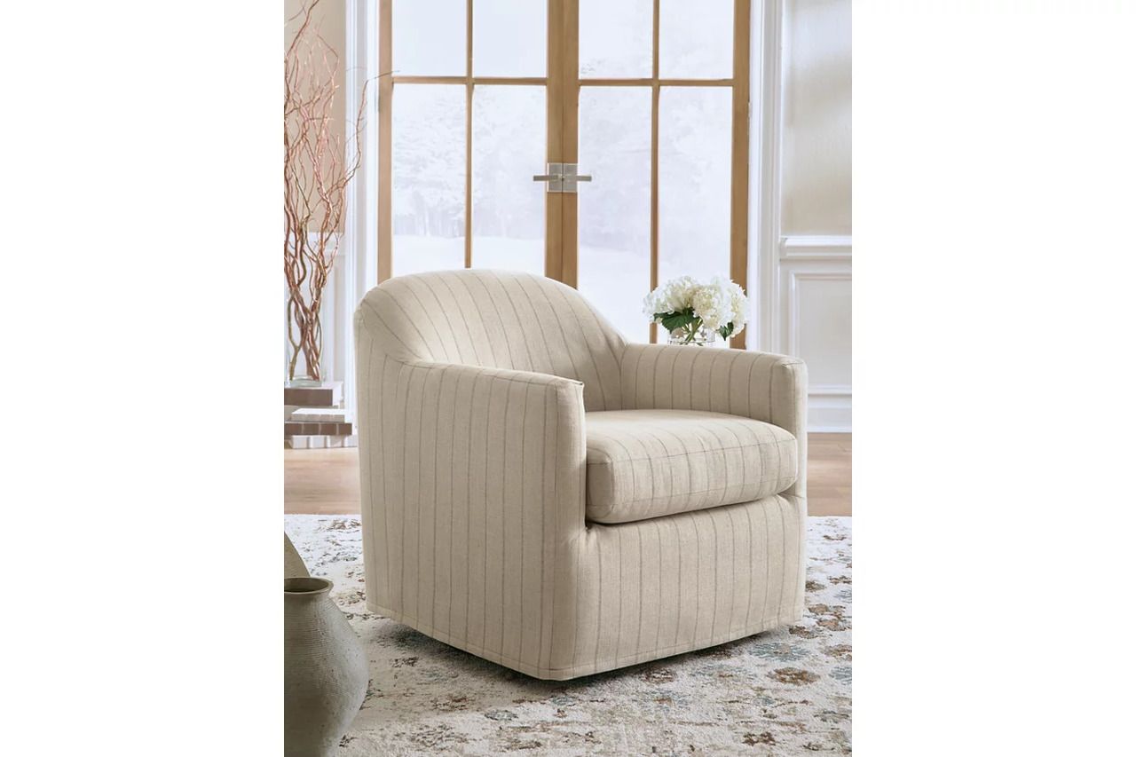 Valwick Swivel Accent Chair In Cream and Brown A3000817