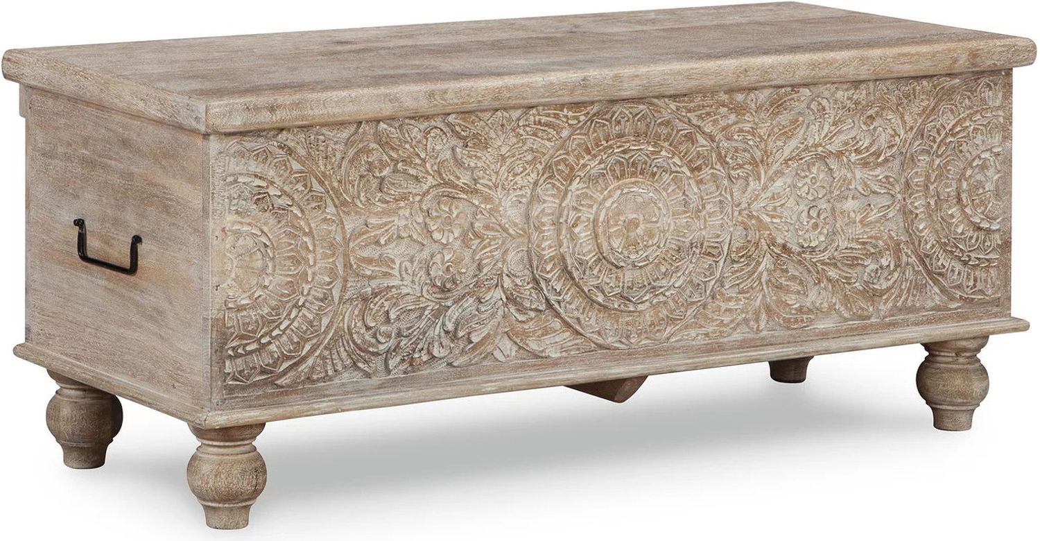 Fossil Ridge Beige Storage Bench A4000039