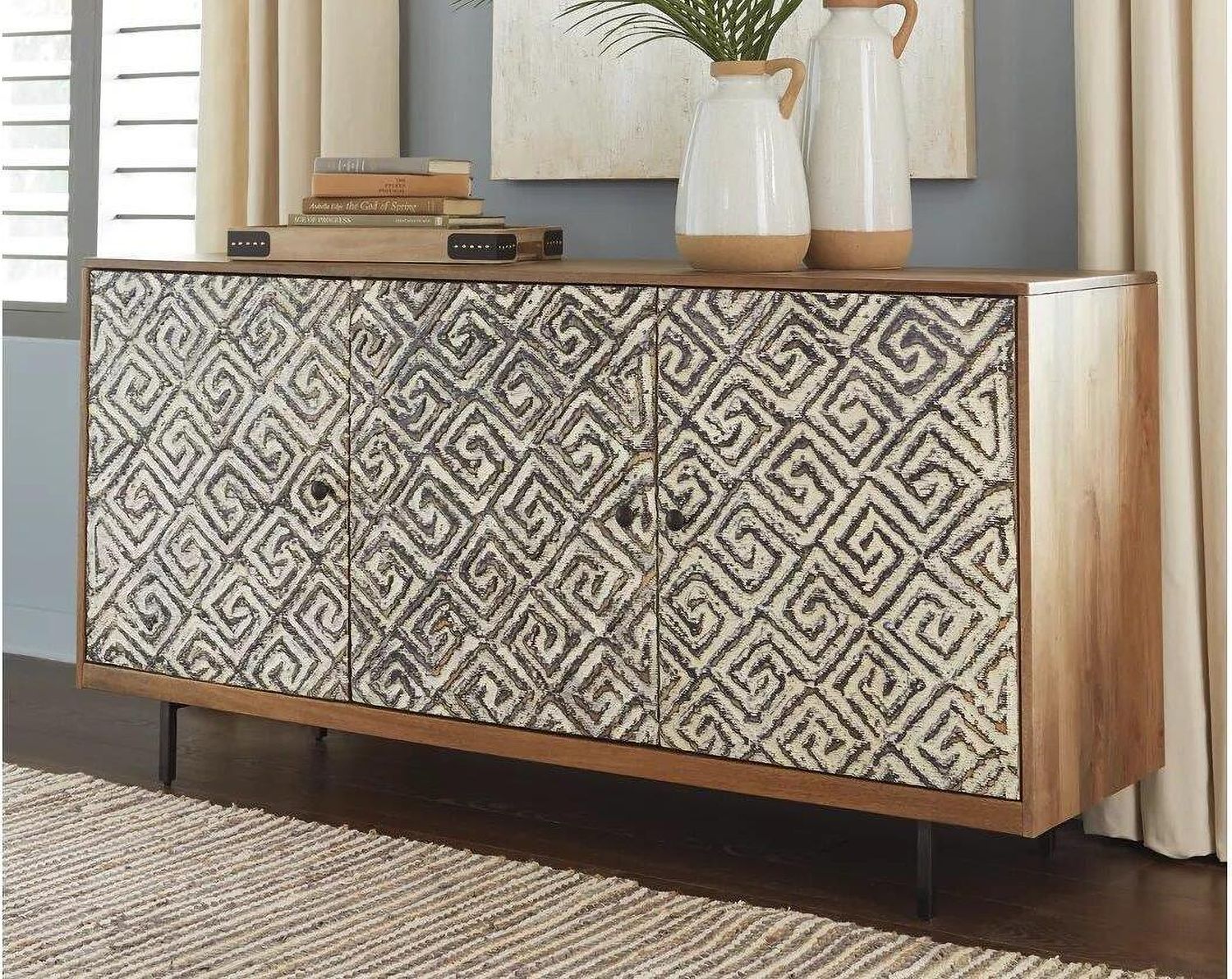 Kerrings Brown And Black Accent Cabinet A4000258