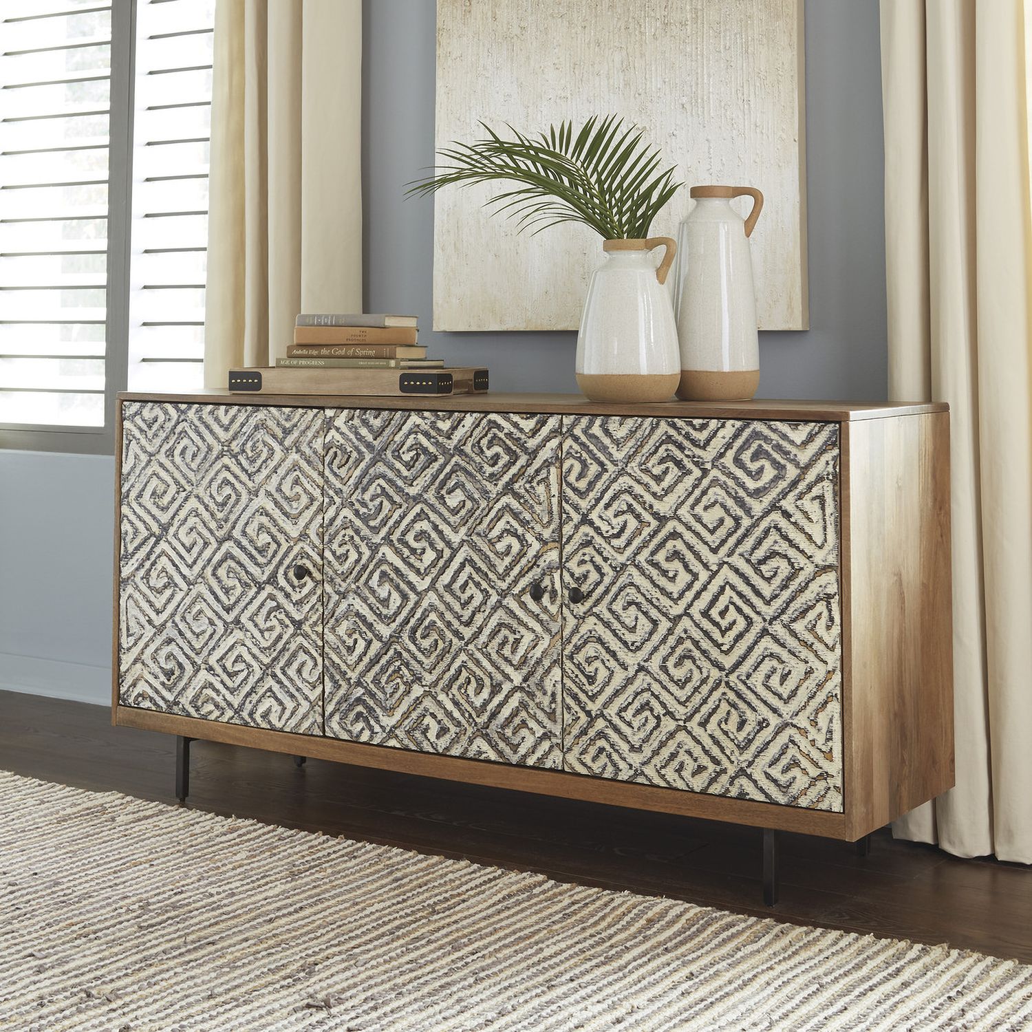 Kerrings Brown And Black Accent Cabinet A4000258
