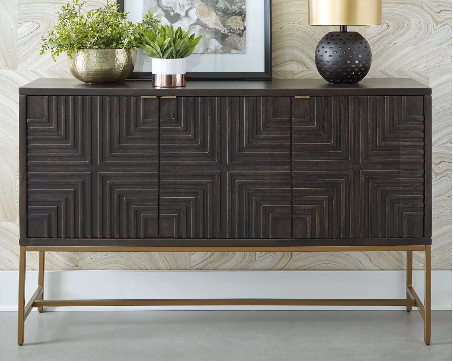 Elimore Brown/Gold Finish Accent Cabinet A4000316