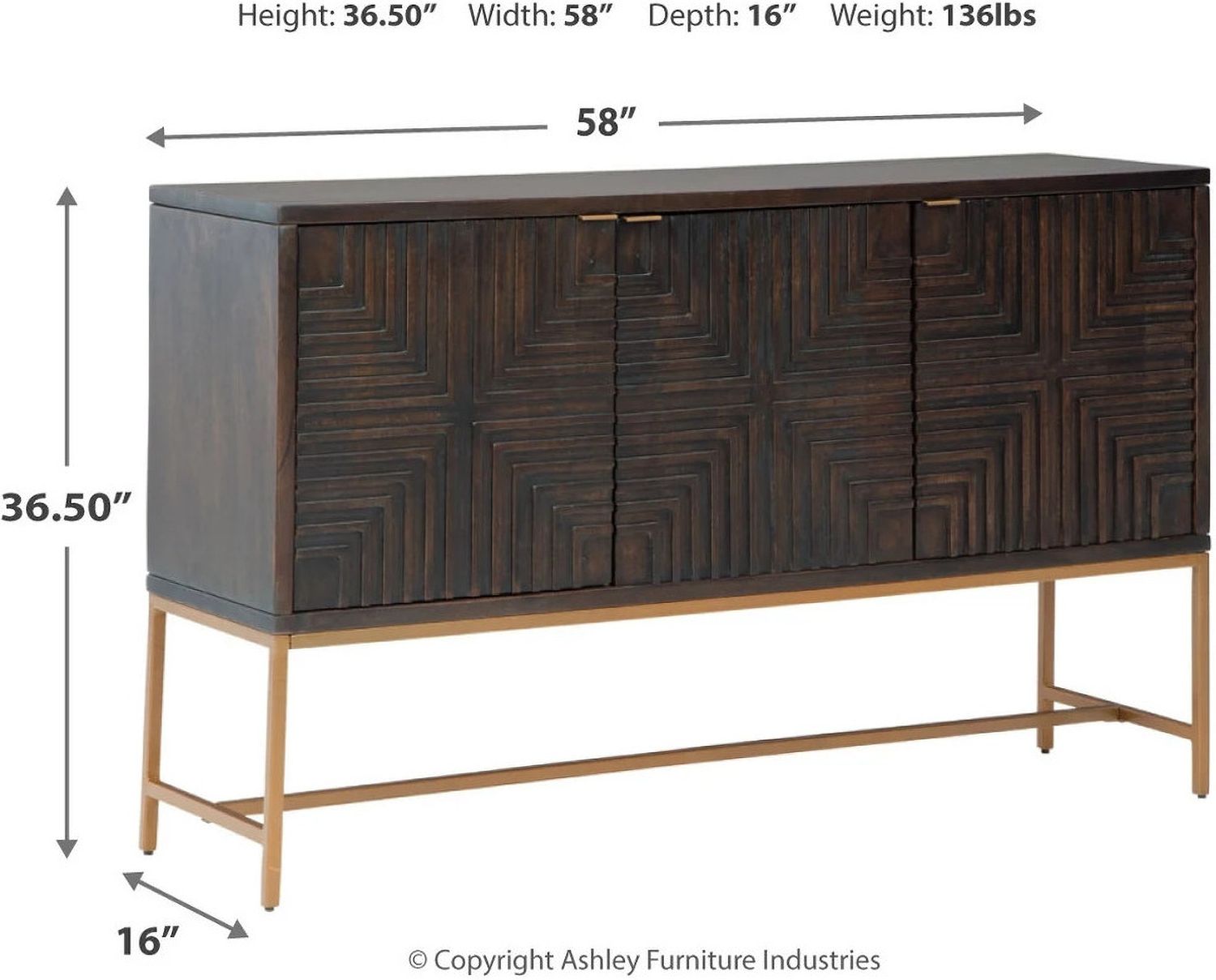 Elimore Brown/Gold Finish Accent Cabinet A4000316