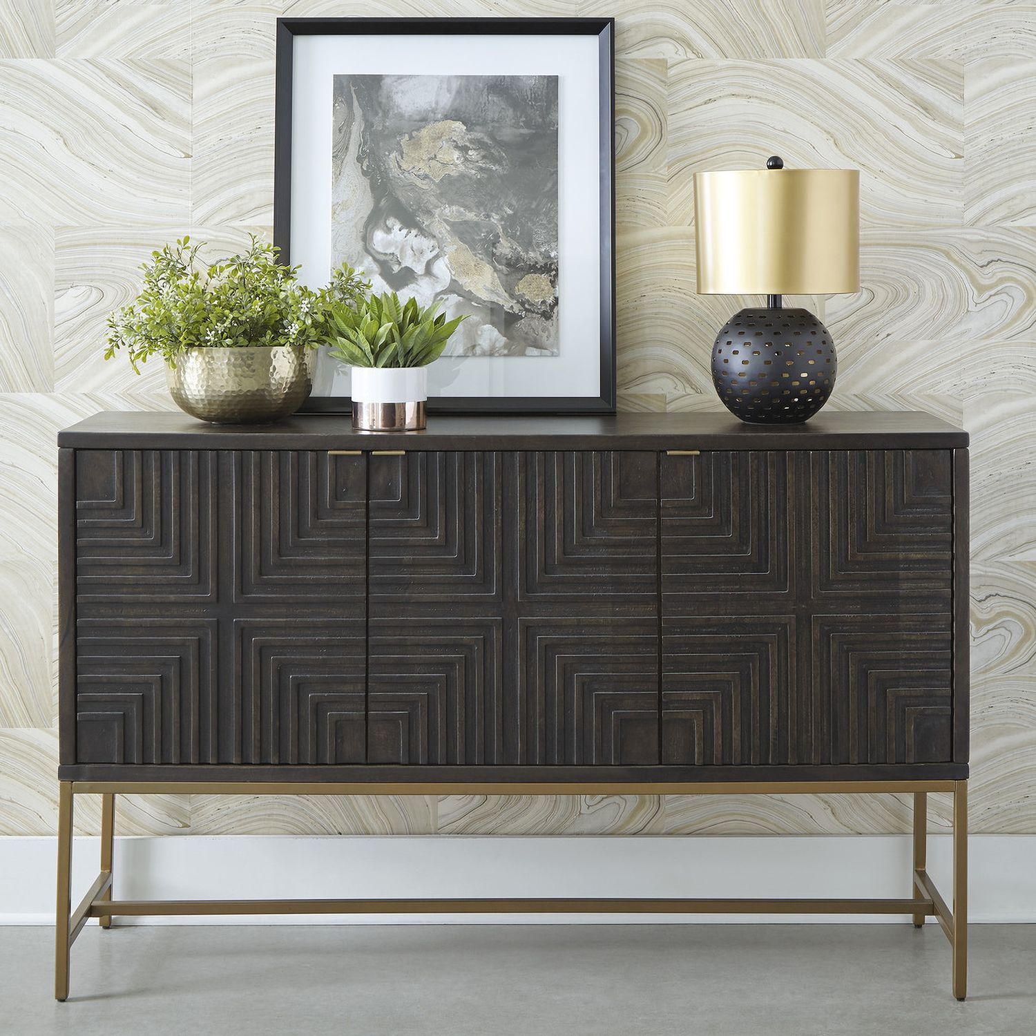 Elimore Brown/Gold Finish Accent Cabinet A4000316