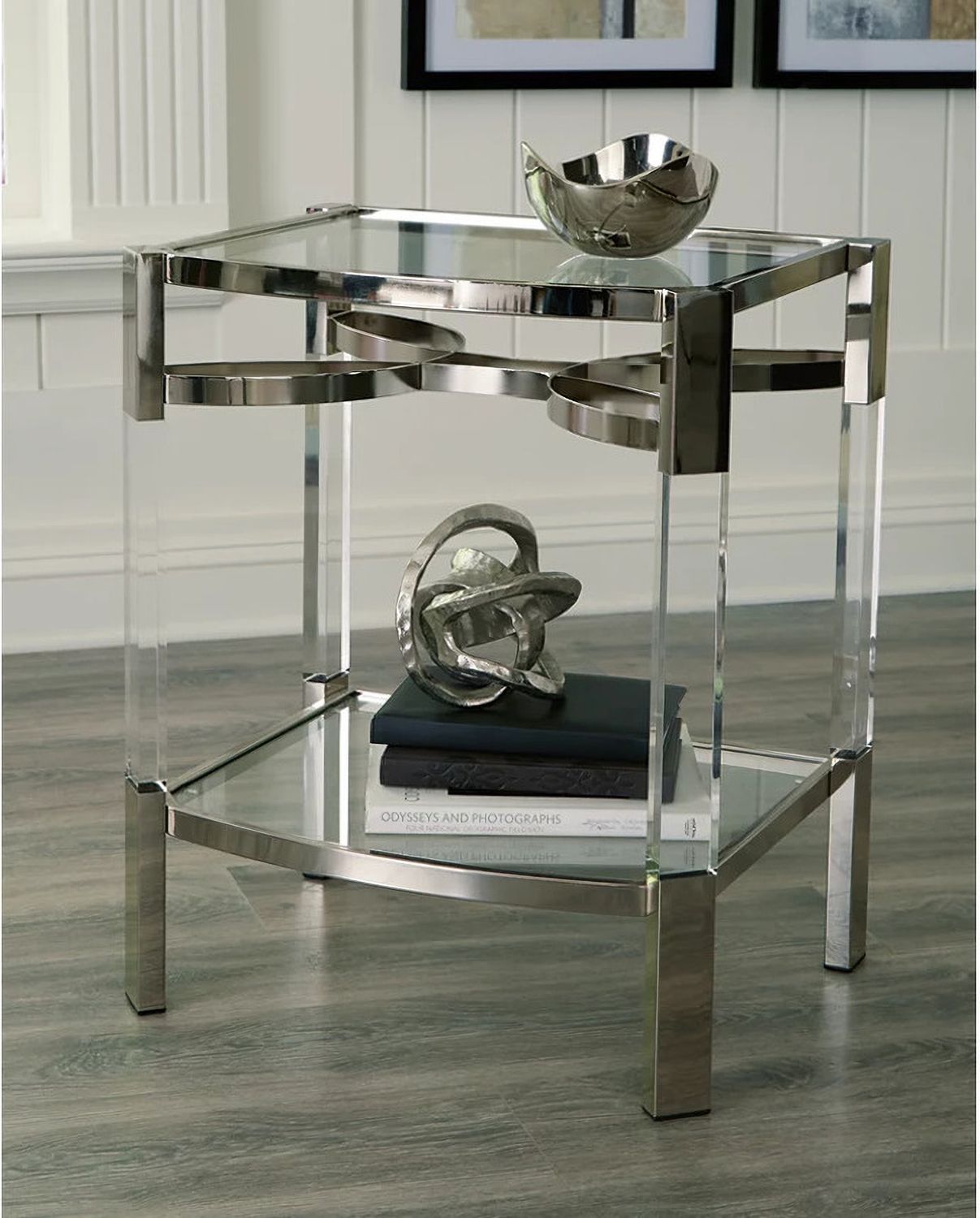 Chaseton Clear/Silver Finish Accent Table A4000334