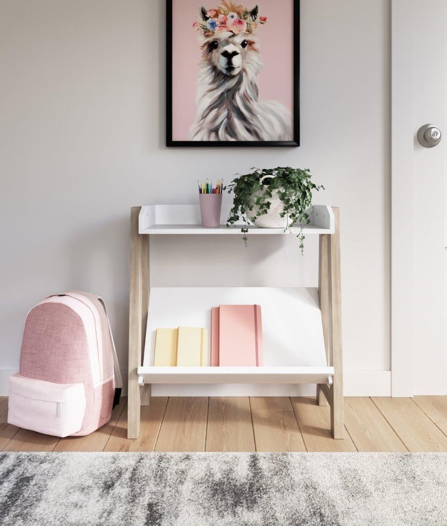 Blariden White and Tan Small Bookcase A4000361