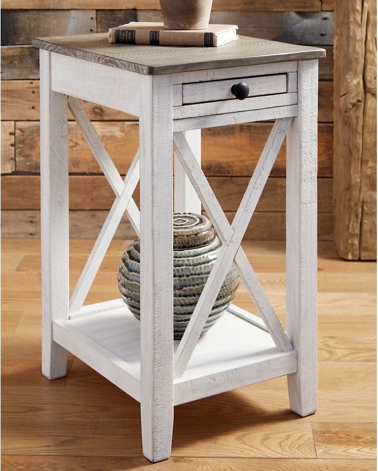 Adalane White/Gray Accent Table A4000374