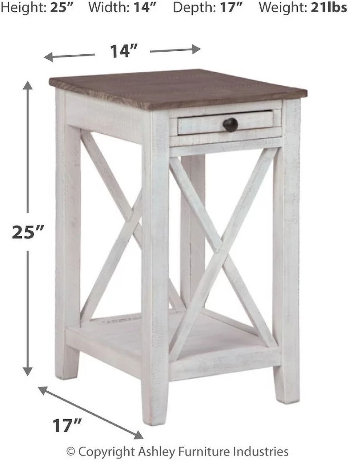 Adalane White/Gray Accent Table A4000374