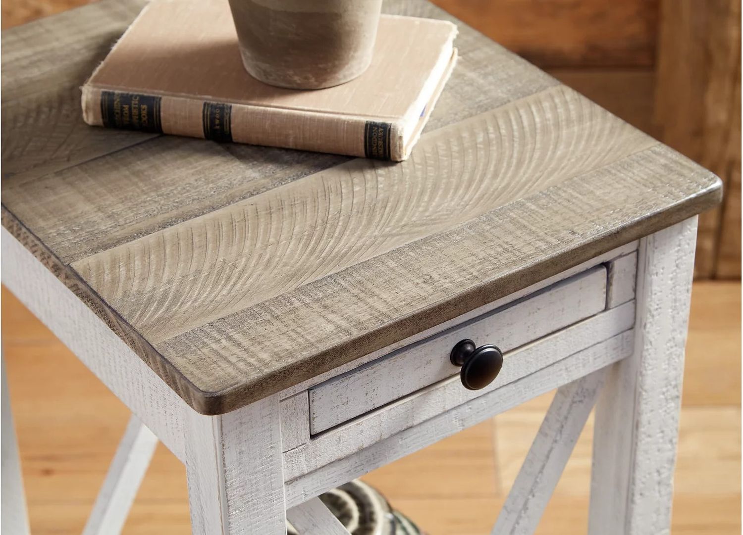 Adalane White/Gray Accent Table A4000374