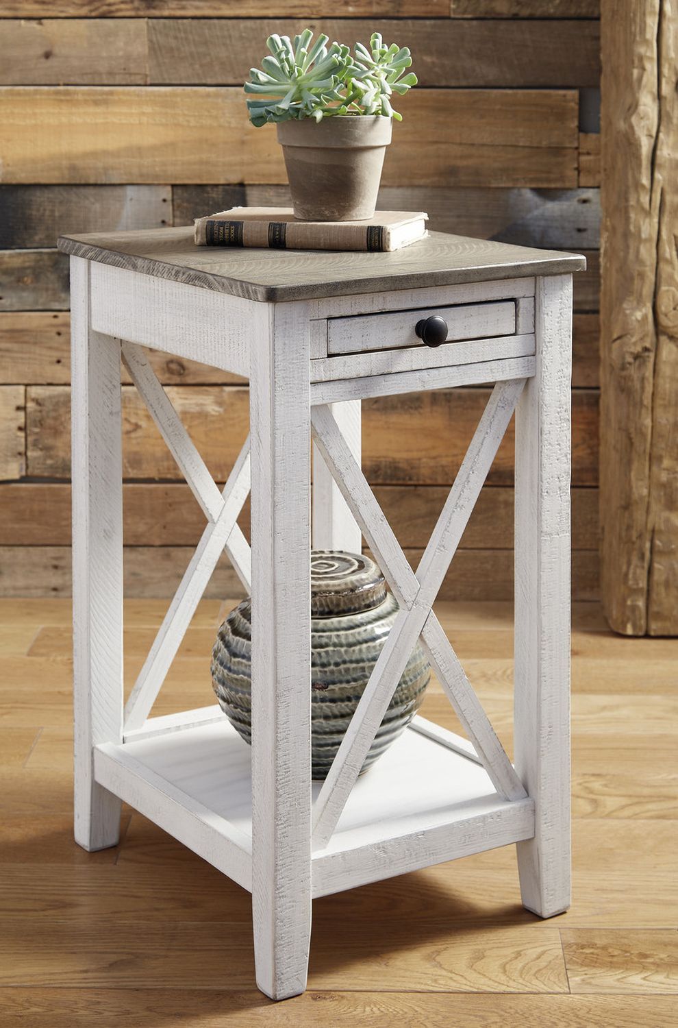 Adalane White/Gray Accent Table A4000374