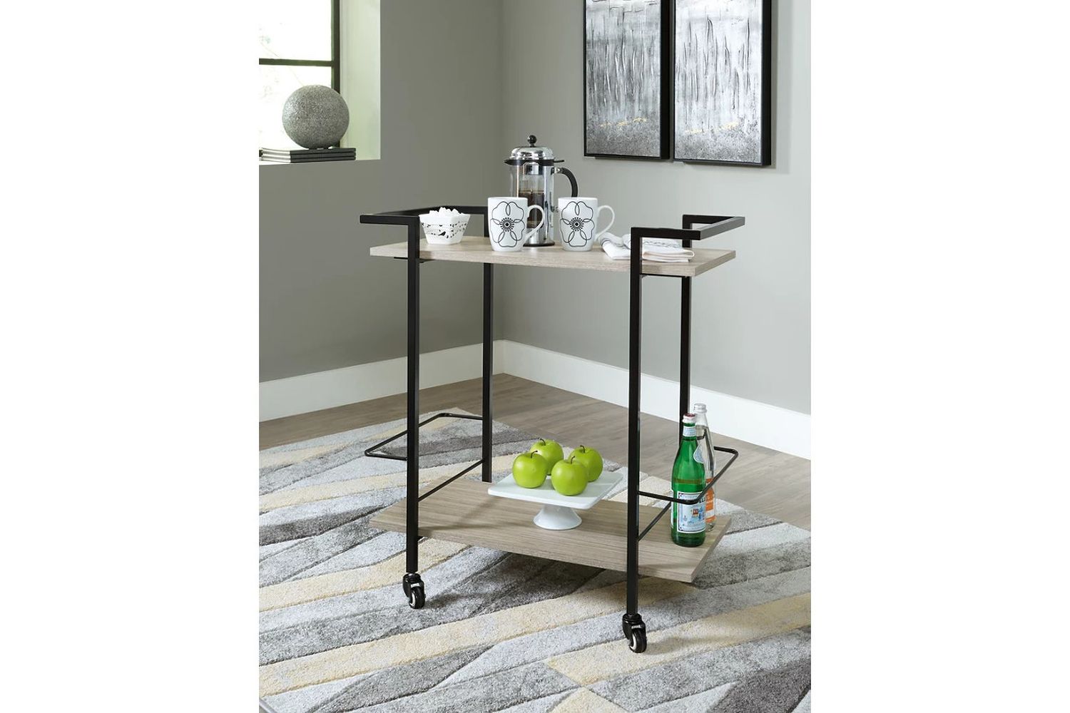 Waylowe Brown And Black Bar Cart A4000389