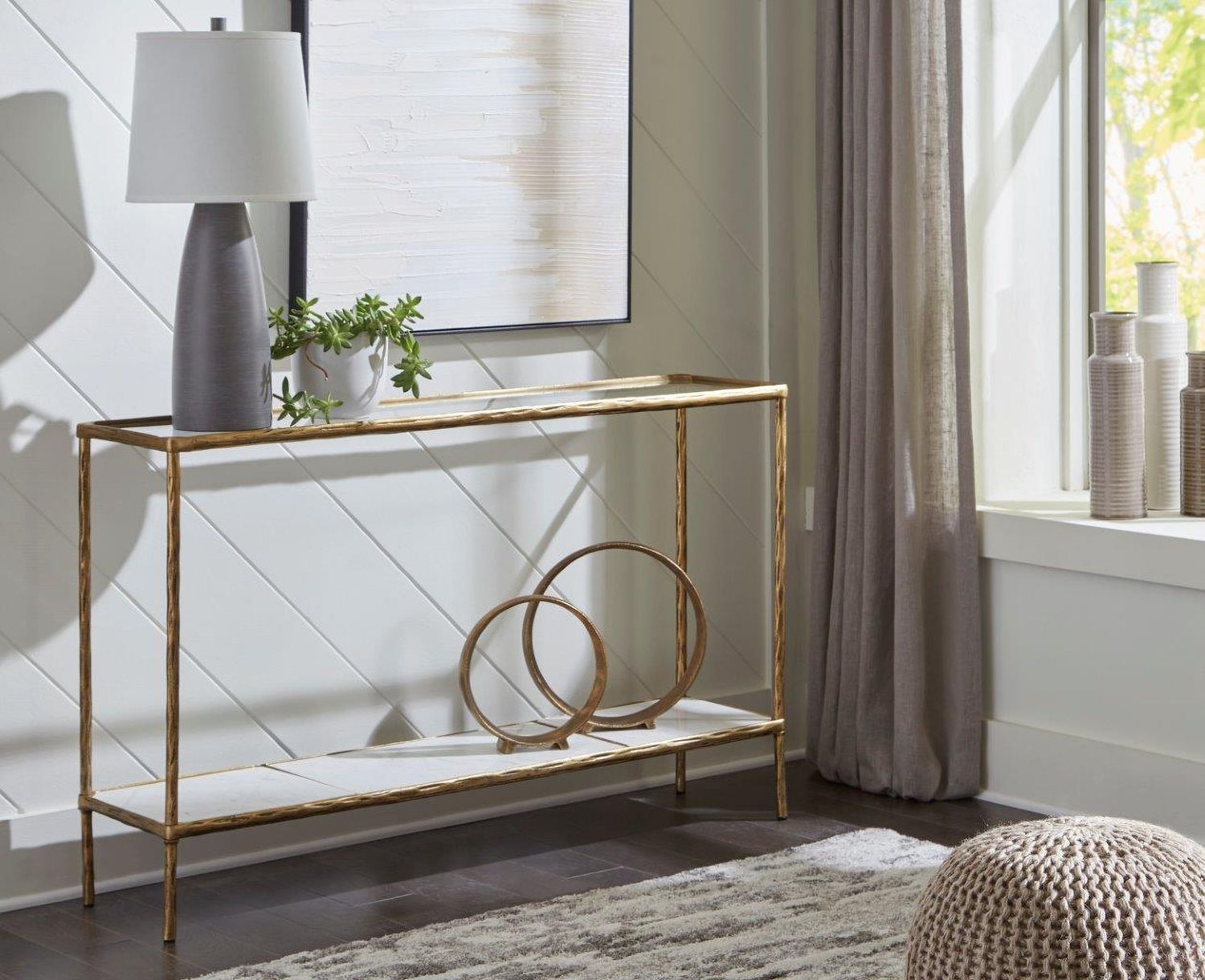 Ryandale Antique Brass Finish Console Sofa Table A4000443